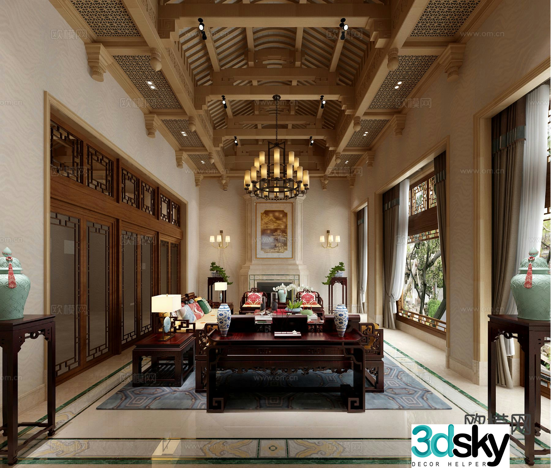 Chinese living room 3d model