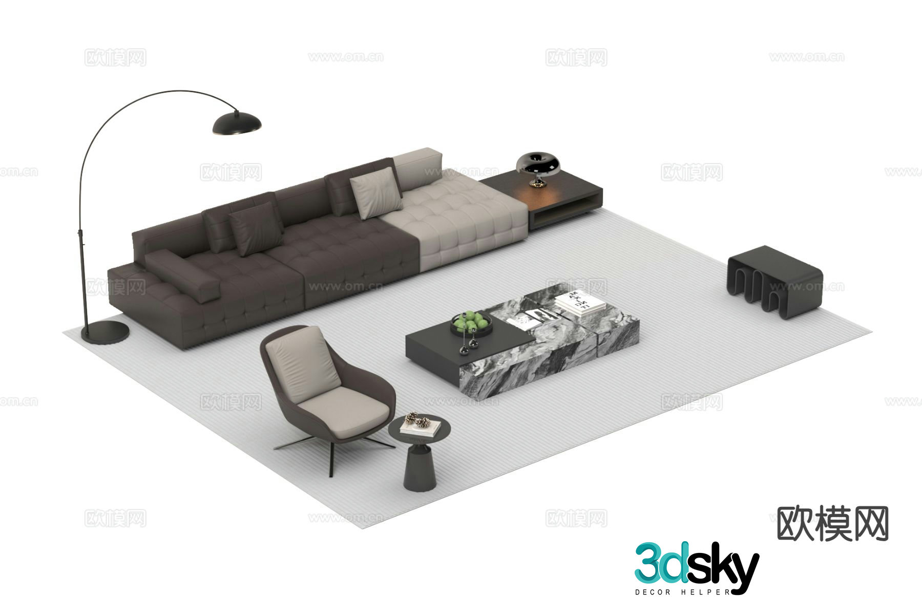 Modern sectional sofa 3d model
