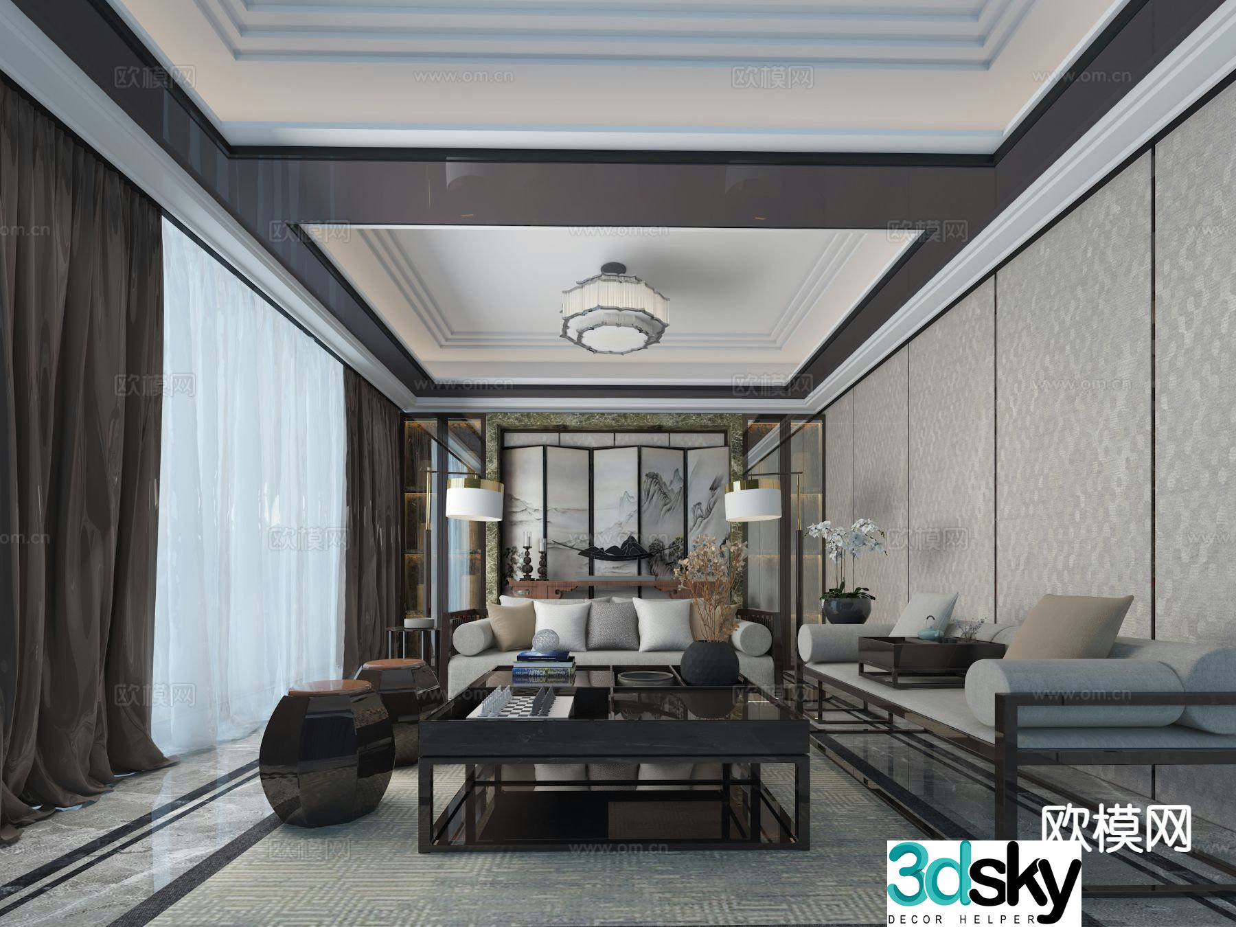 New Chinese style living room 3d model