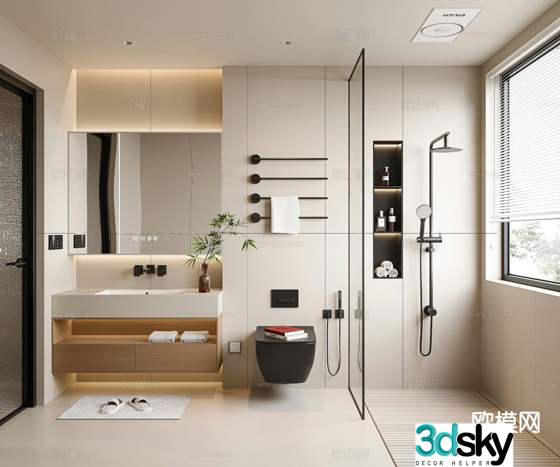 Cream style bathroom bathroom 3d model
