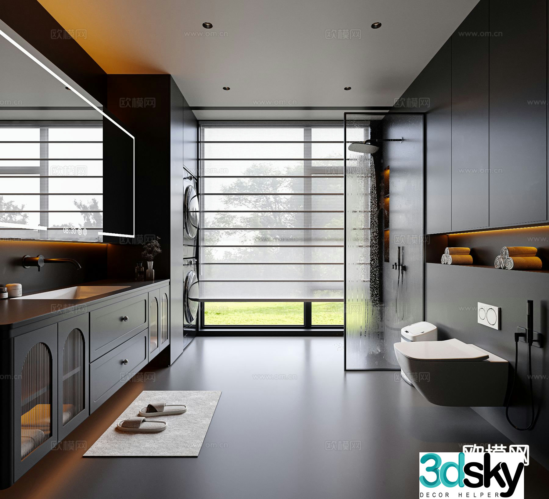 Dark style bathroom bathroom 3d model
