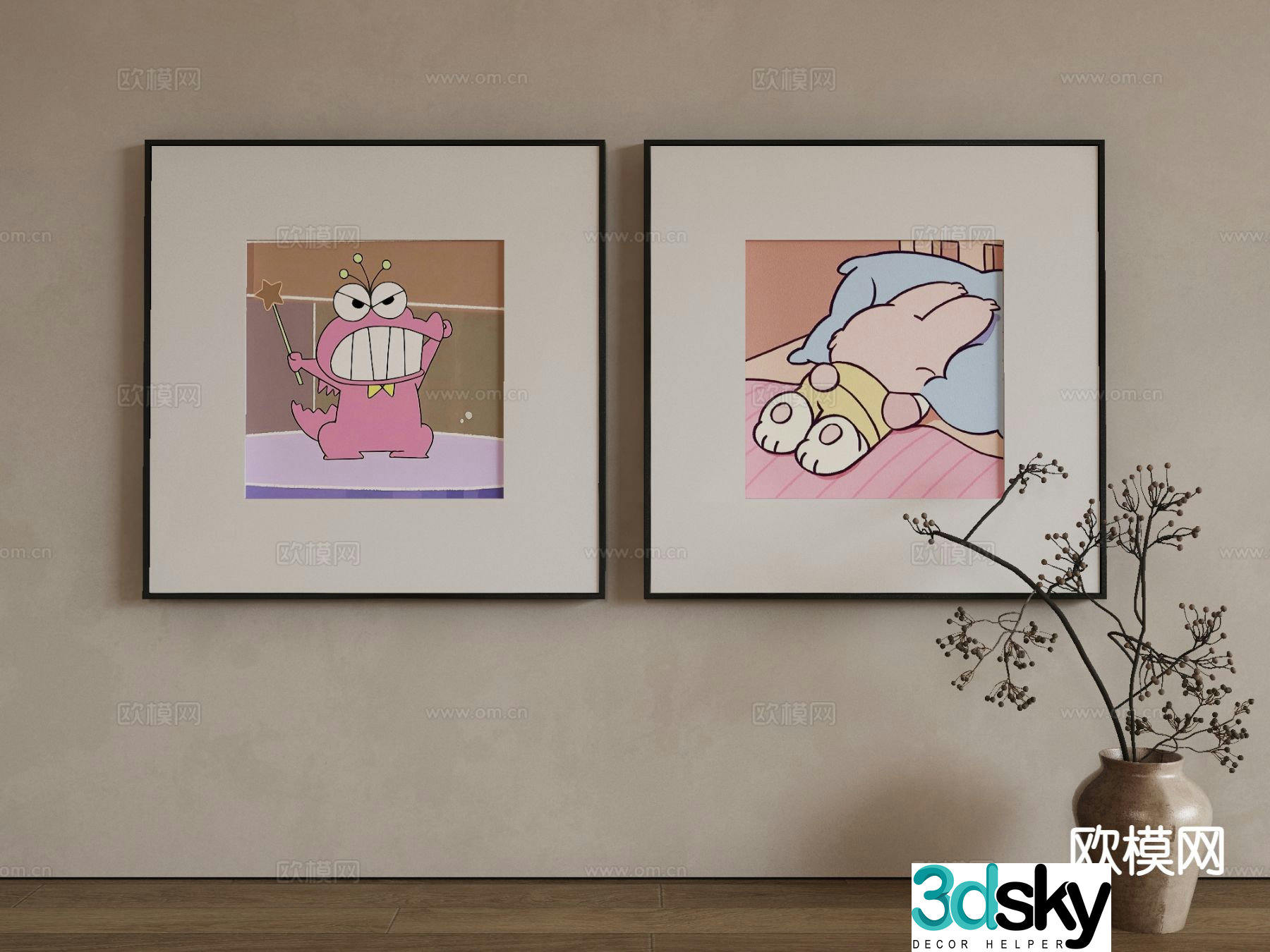 Modern art painting decorative painting 3d model