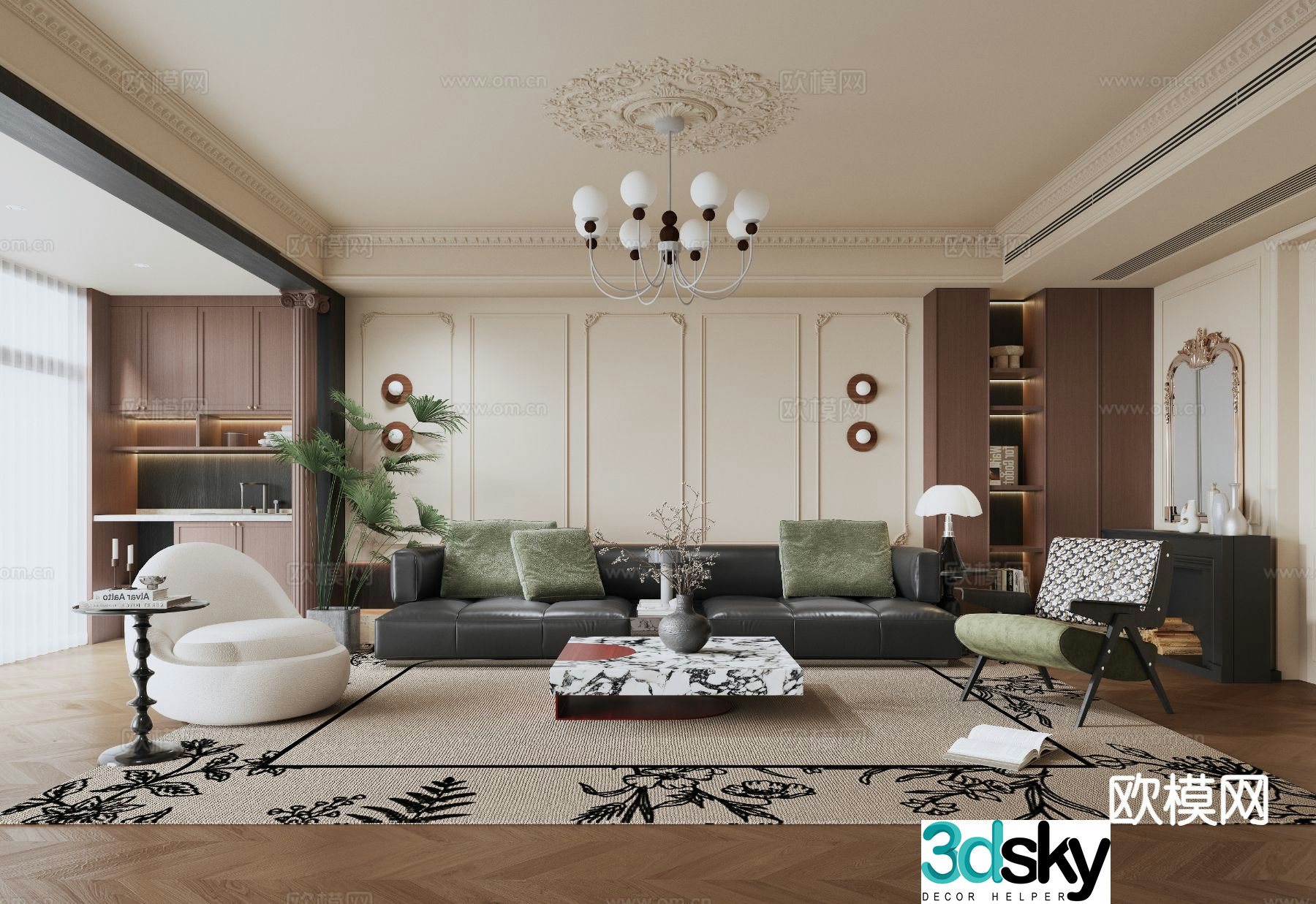French living room 3d model