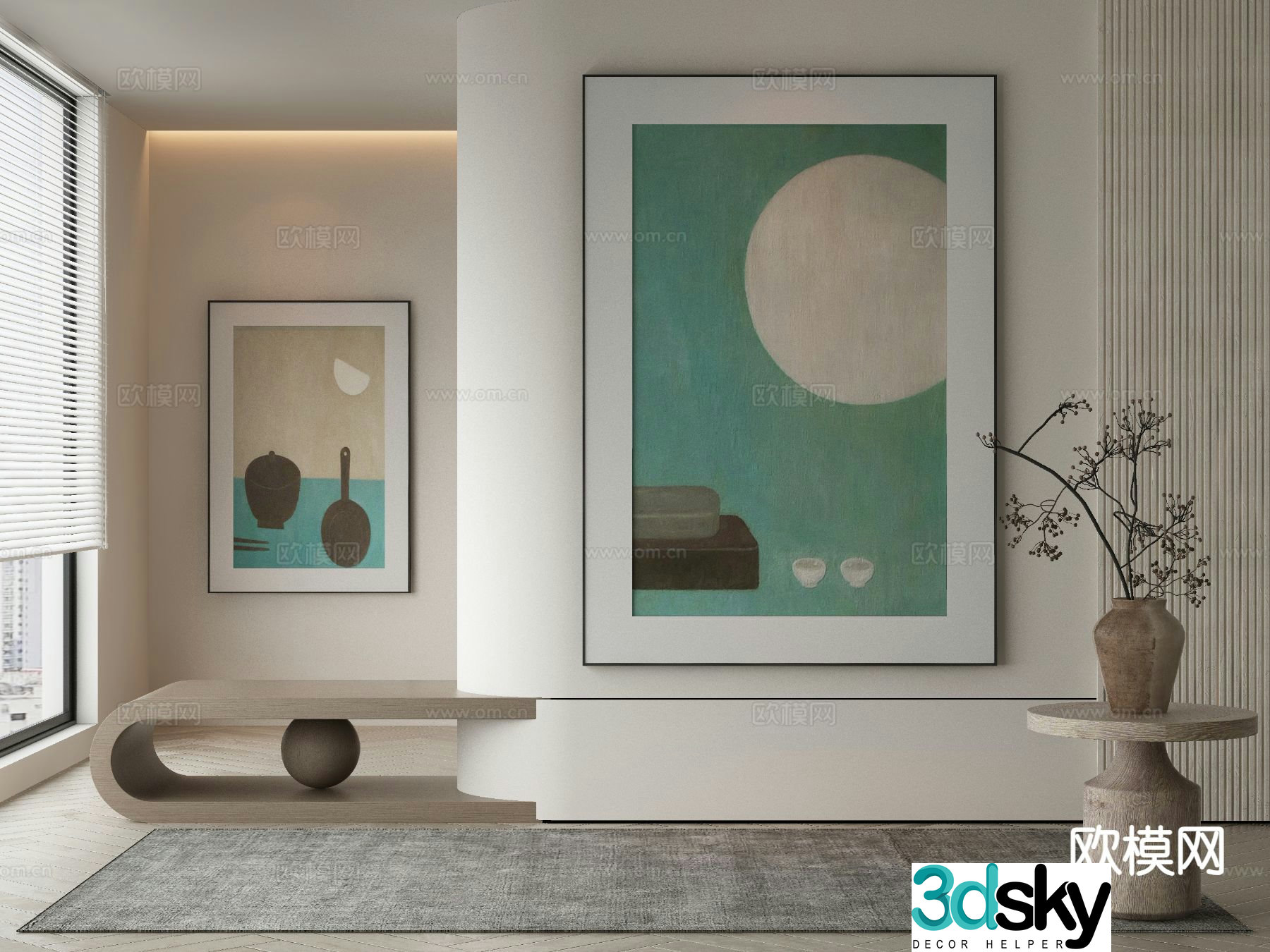 Modern decorative painting abstract painting 3d model