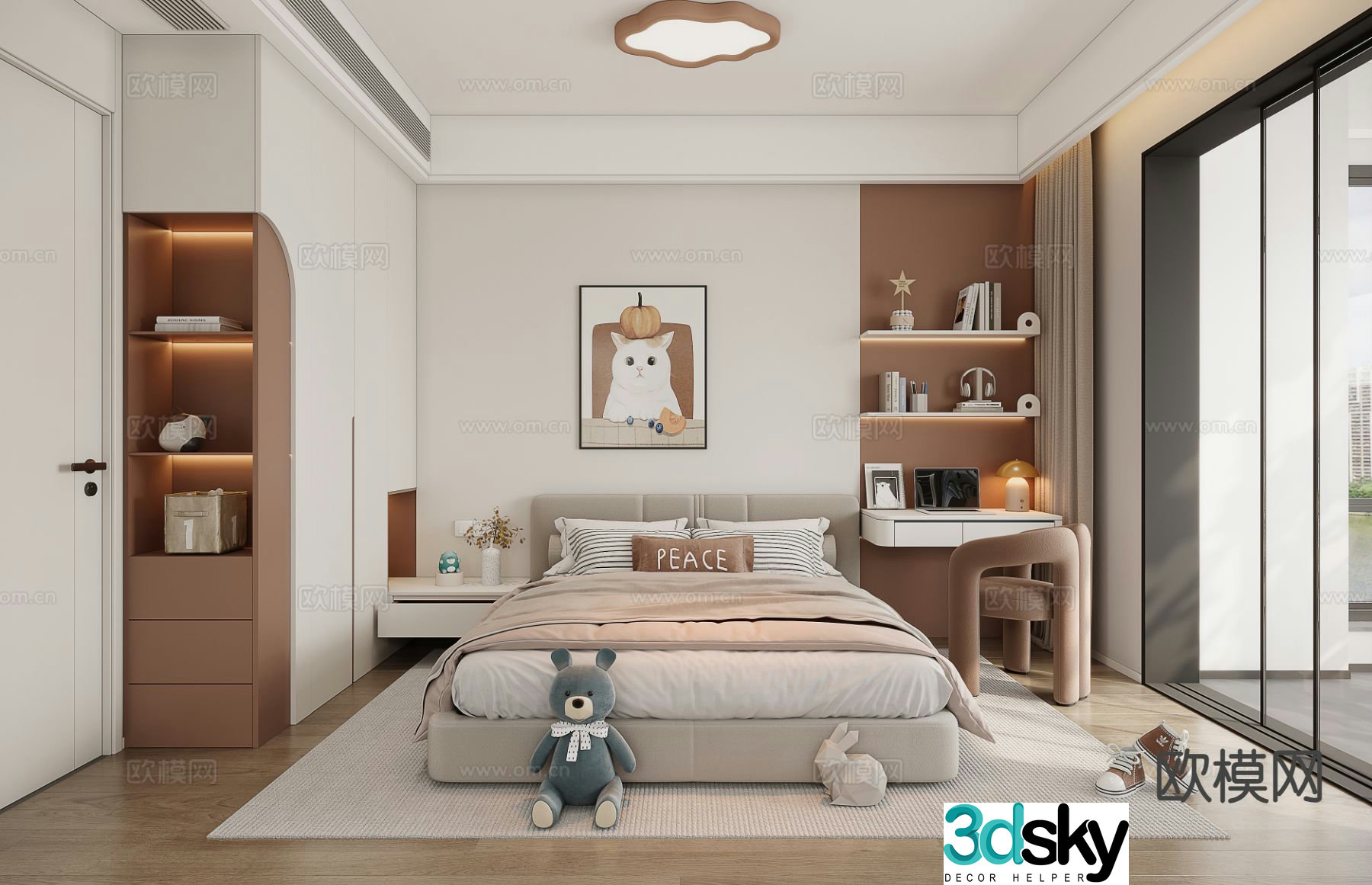 Cream style girl’s room children’s room 3d model