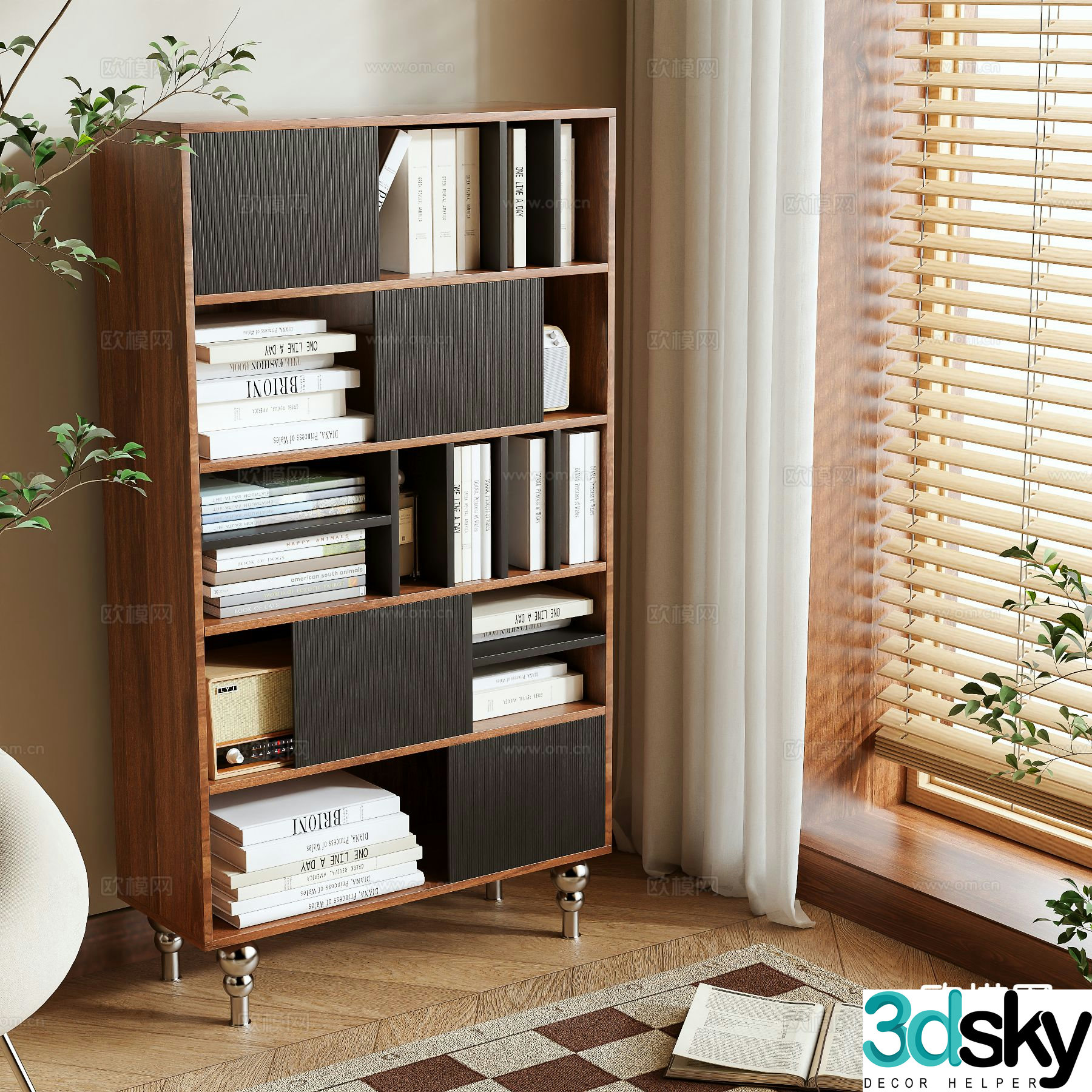 Medieval style bookcase 3D model