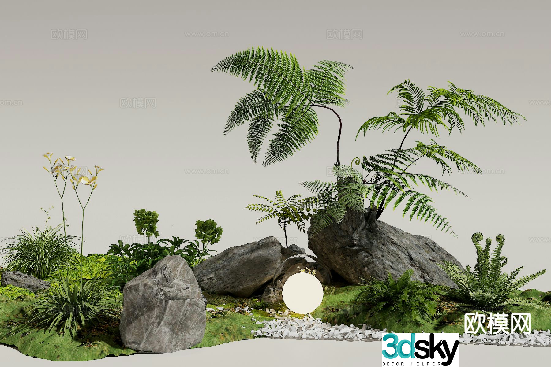 Garden sketch plant landscape 3d model