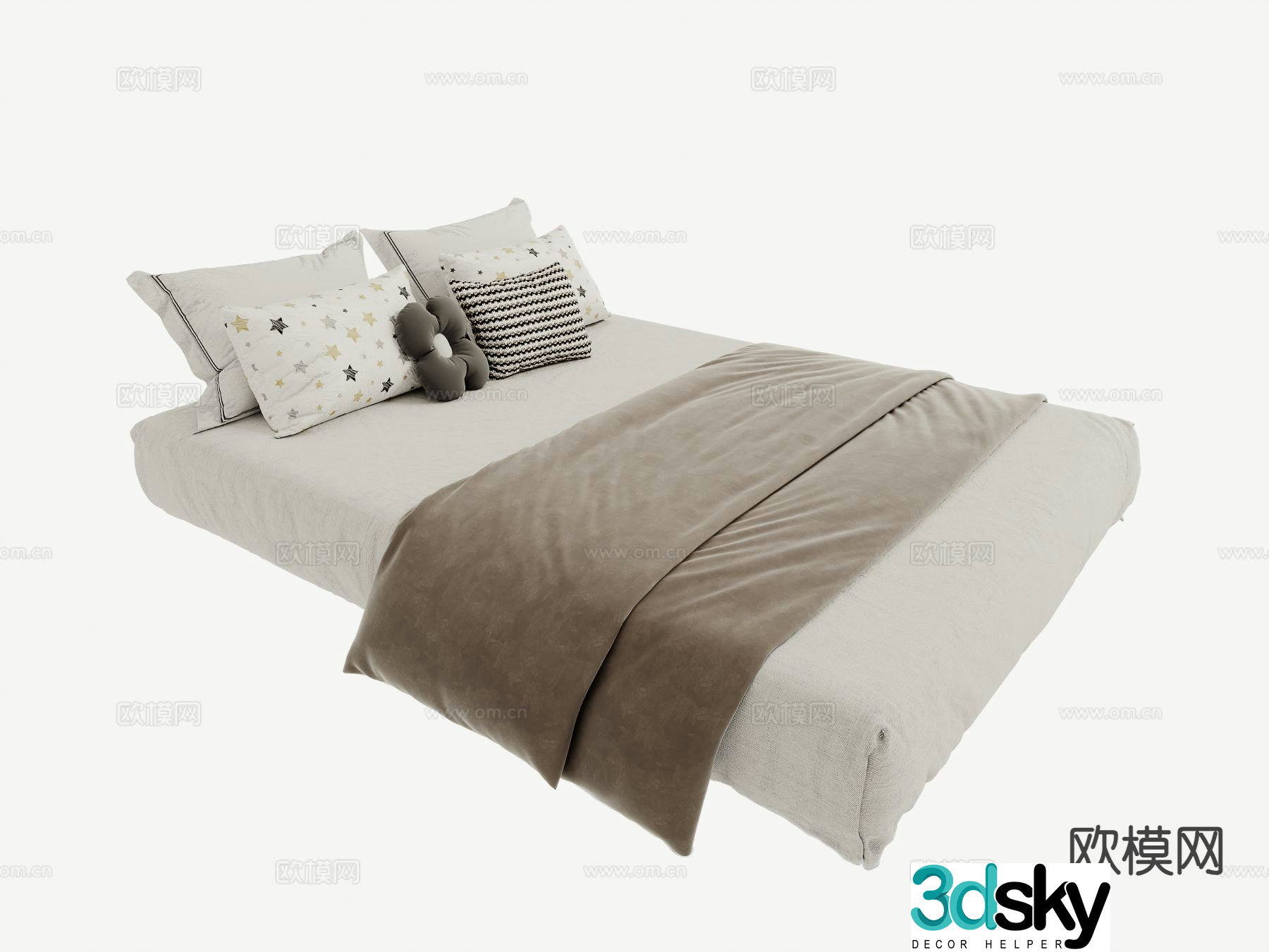 Modern double bed 3d model
