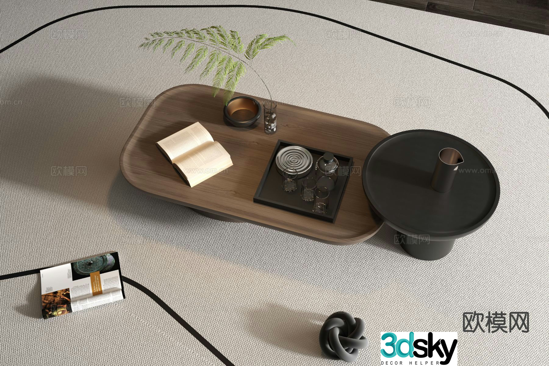 Modern double coffee table 3d model