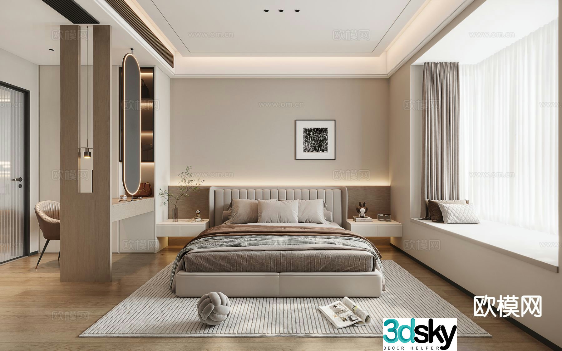 Cream style bedroom master bedroom 3d model