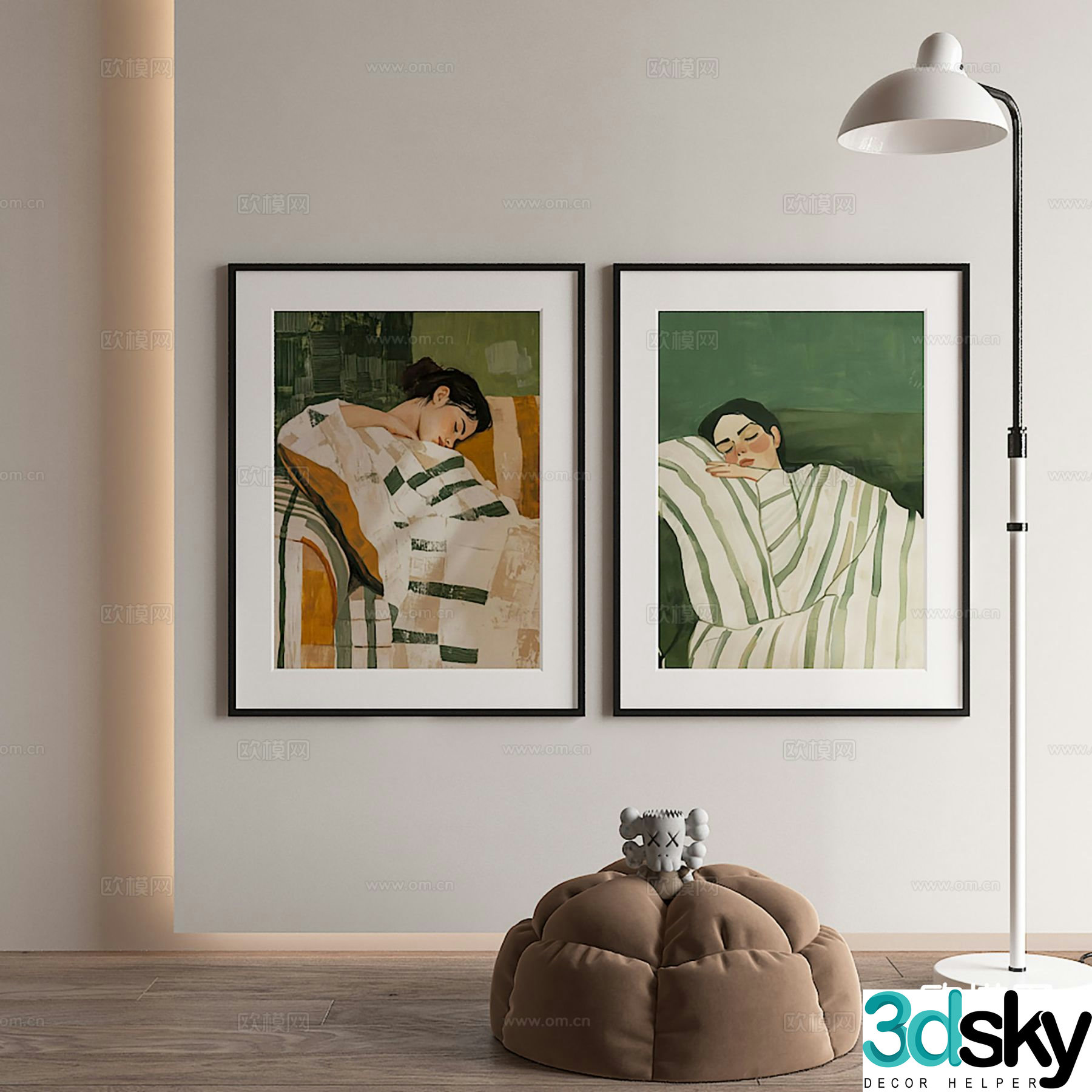 Nordic figure painting decorative painting 3d model