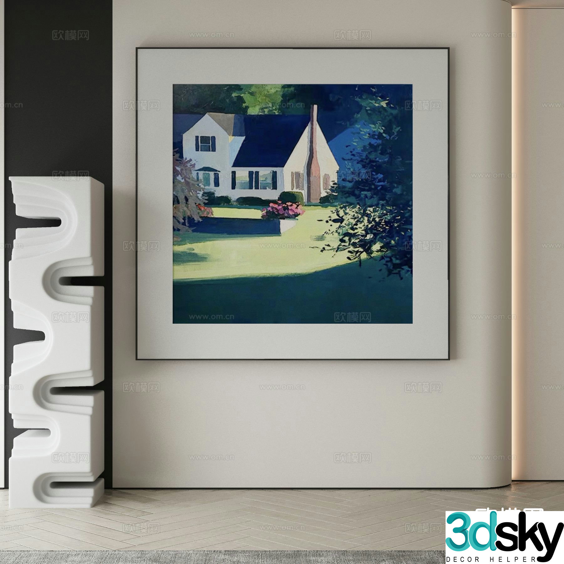 Modern landscape painting decorative painting 3d model