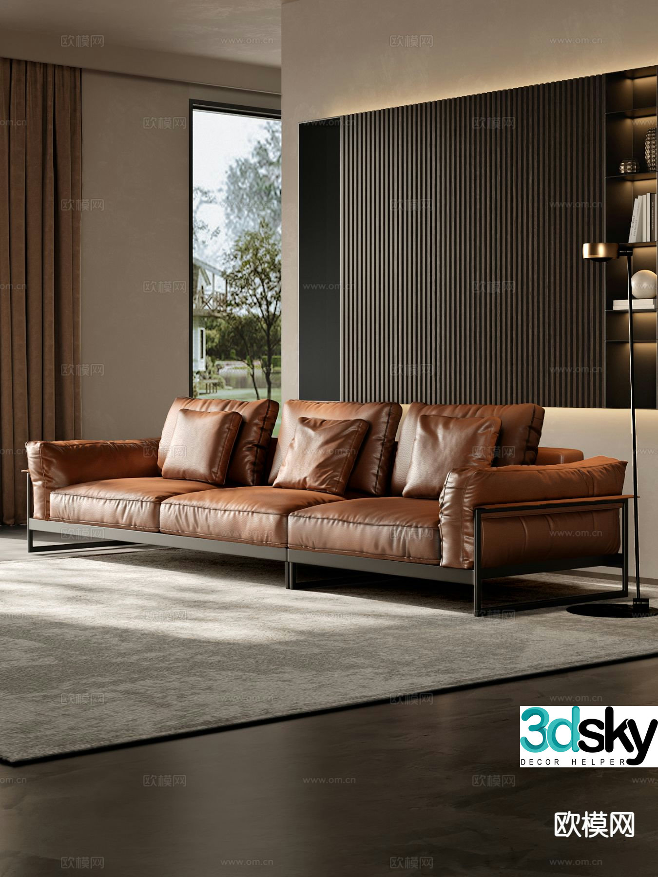 Italian three-seat sofa 3D model