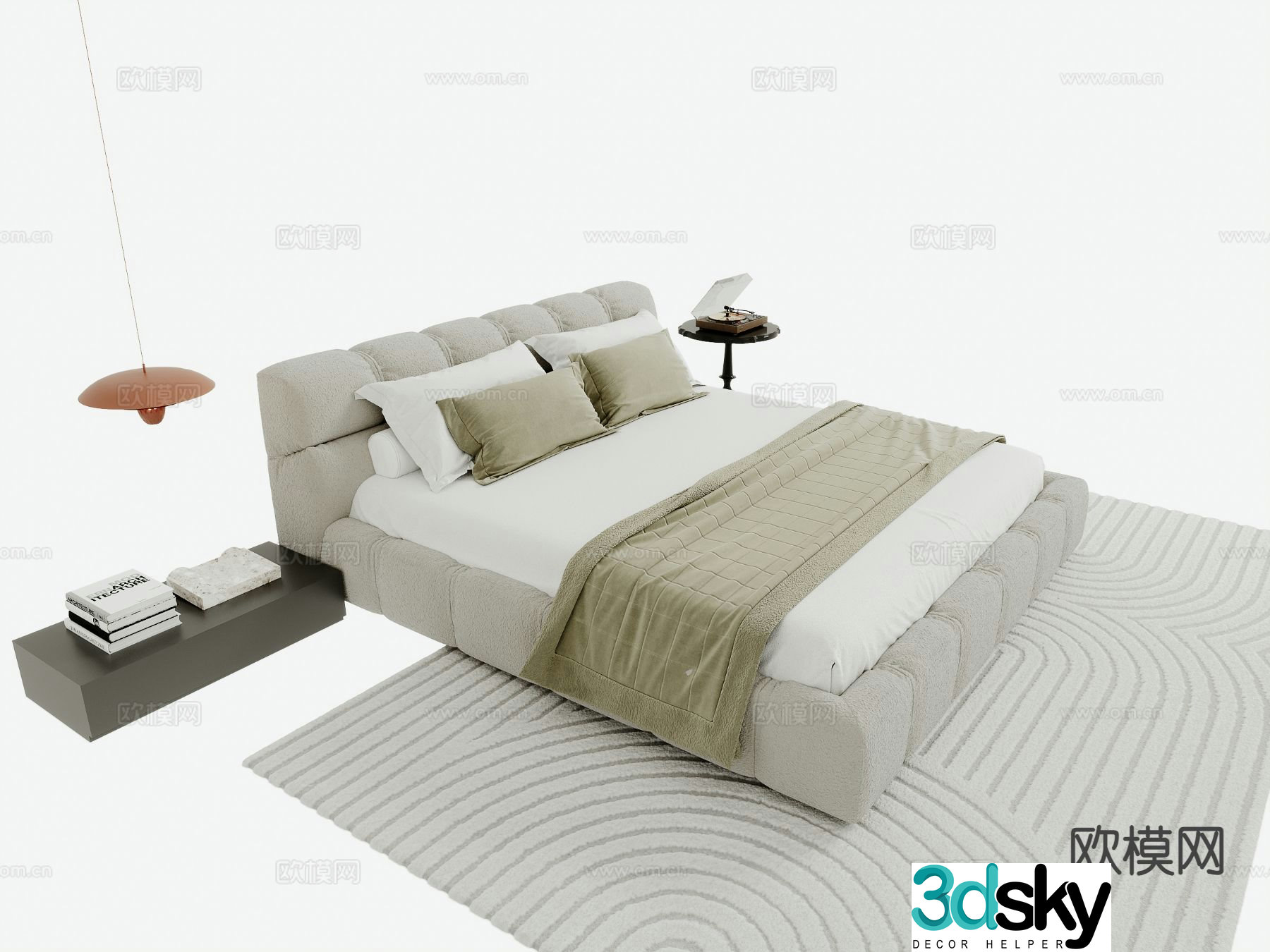 Modern double bed 3d model
