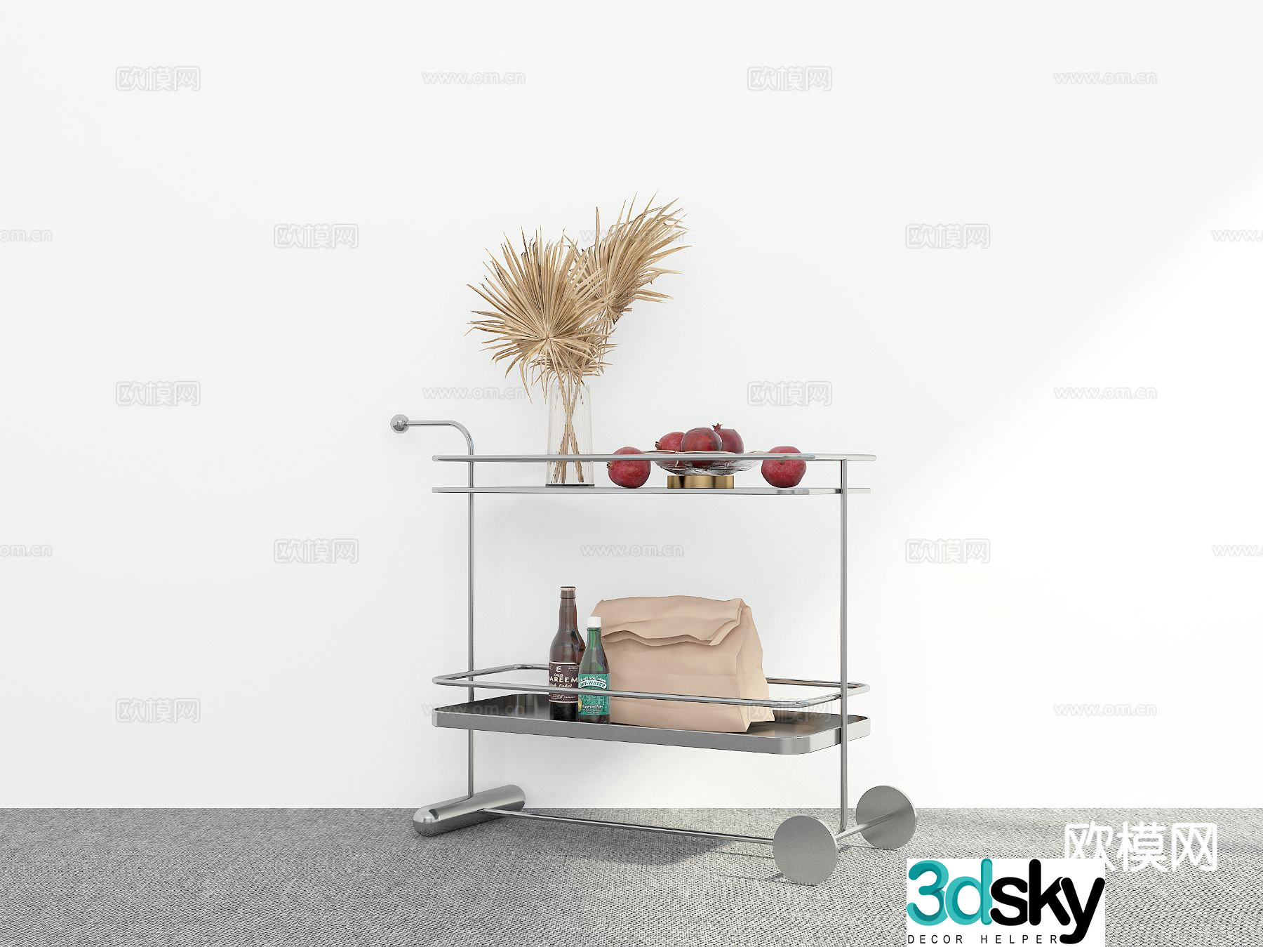 Mobile corner table side table table table trolley 3D model