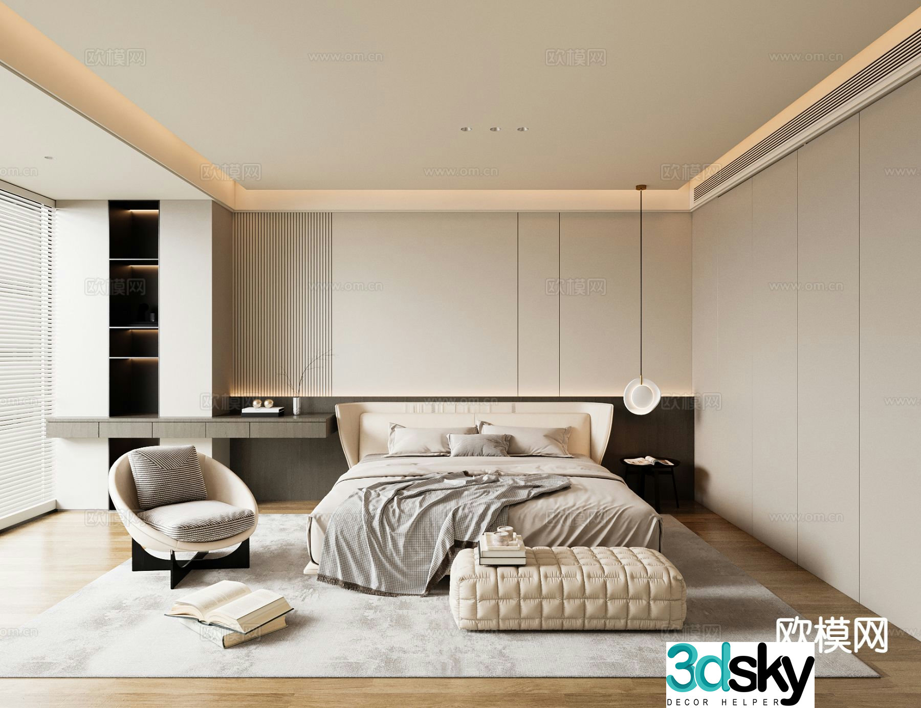Modern bedroom master bedroom 3d model