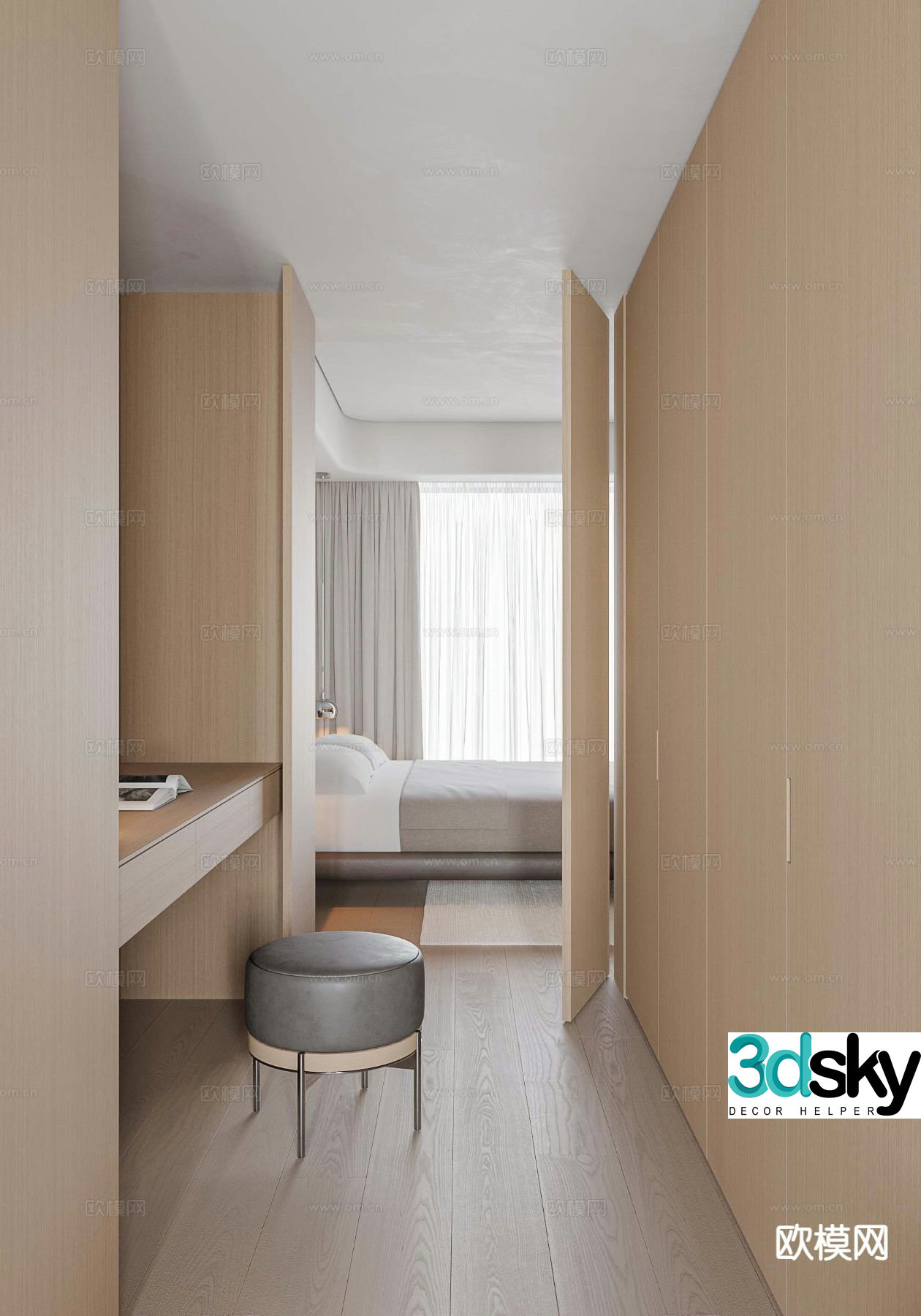 Modern master bedroom dressing room 3d model