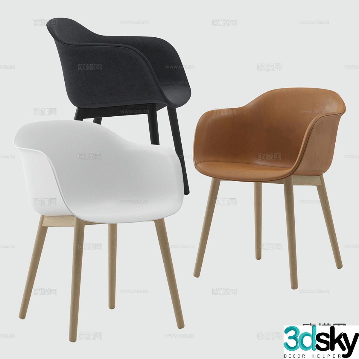 Modern chair single chair dining chair 3d model