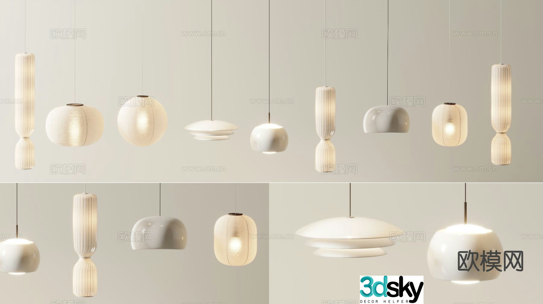 Cream style small chandelier decorative lamp art lamp 3d model