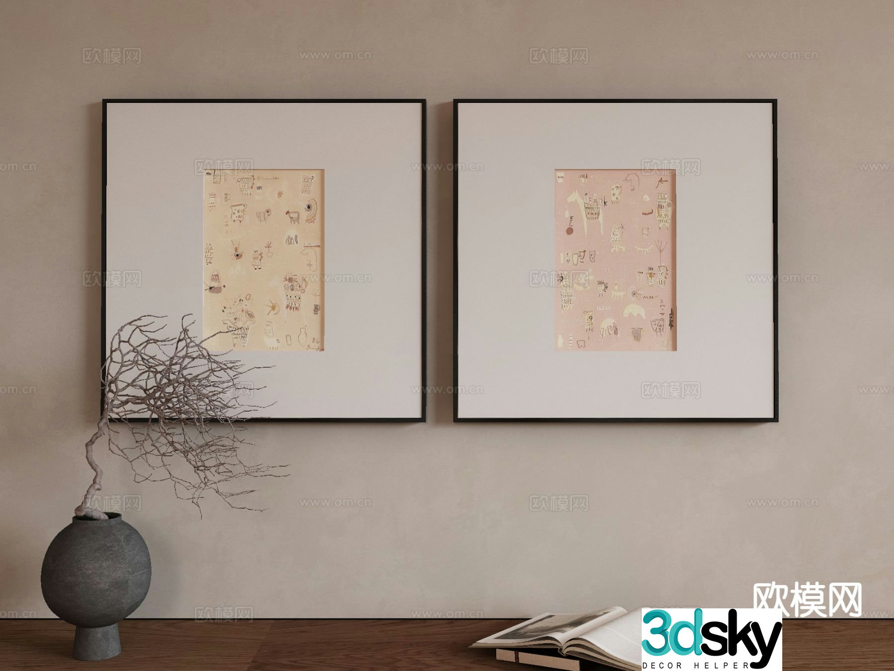 Modern art painting decorative painting 3d model
