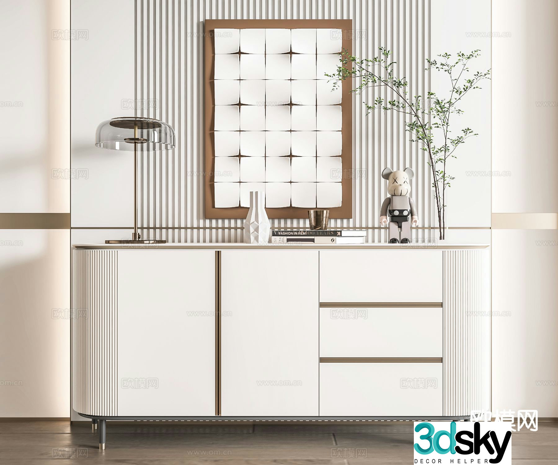 Light luxury side cabinet entrance cabinet 3D model