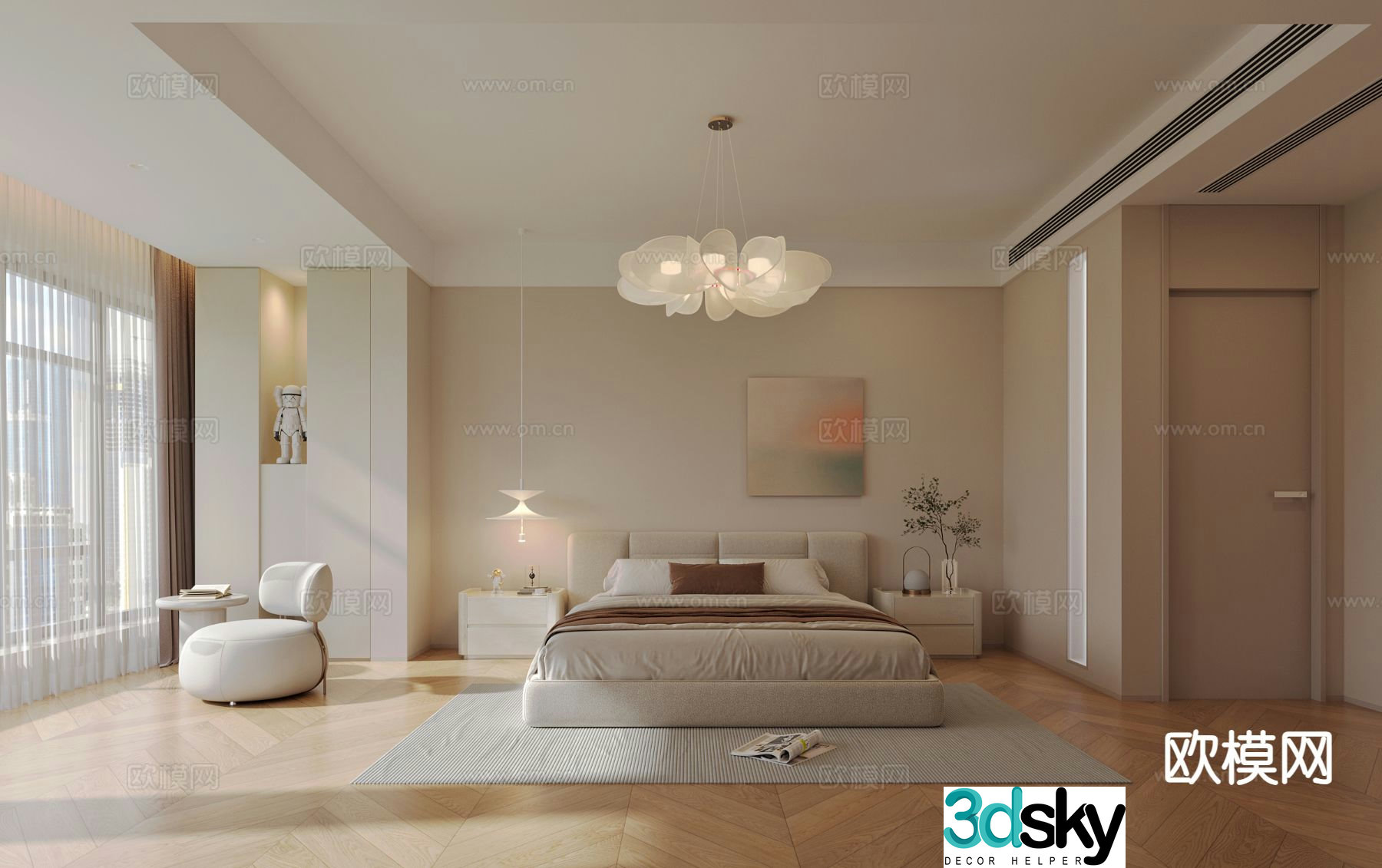Cream style bedroom master bedroom 3d model