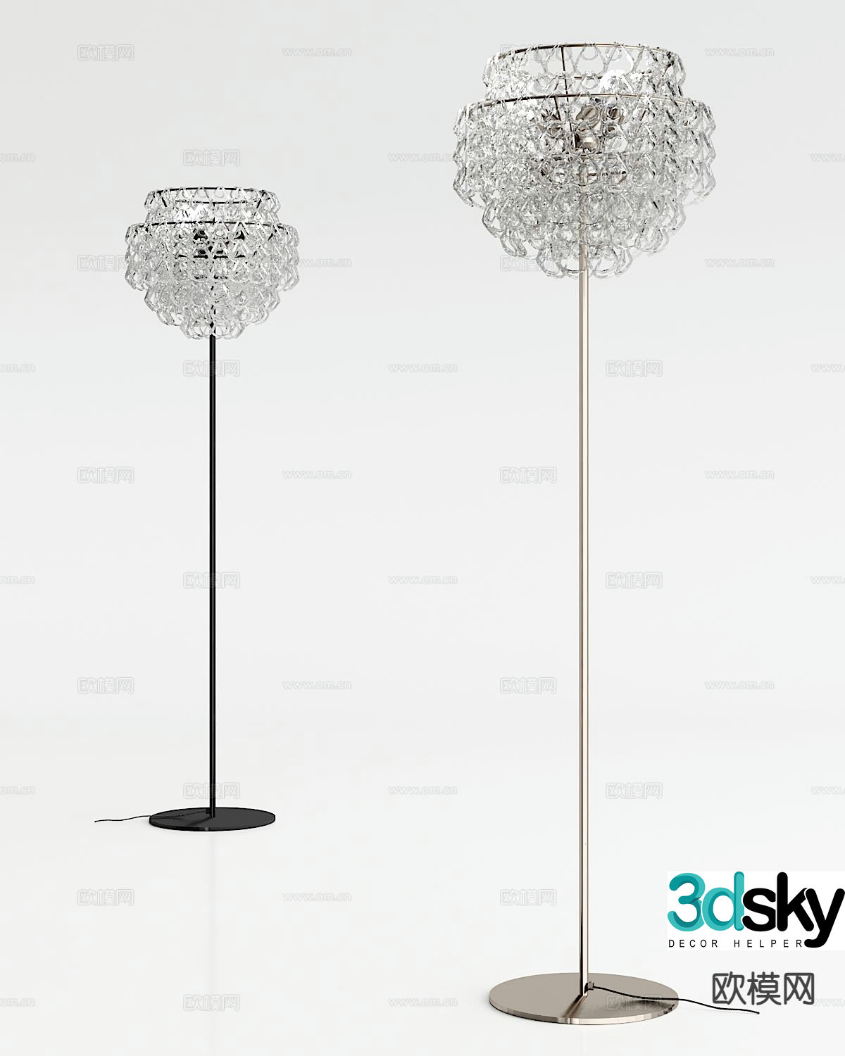 Modern crystal floor lamp 3d model