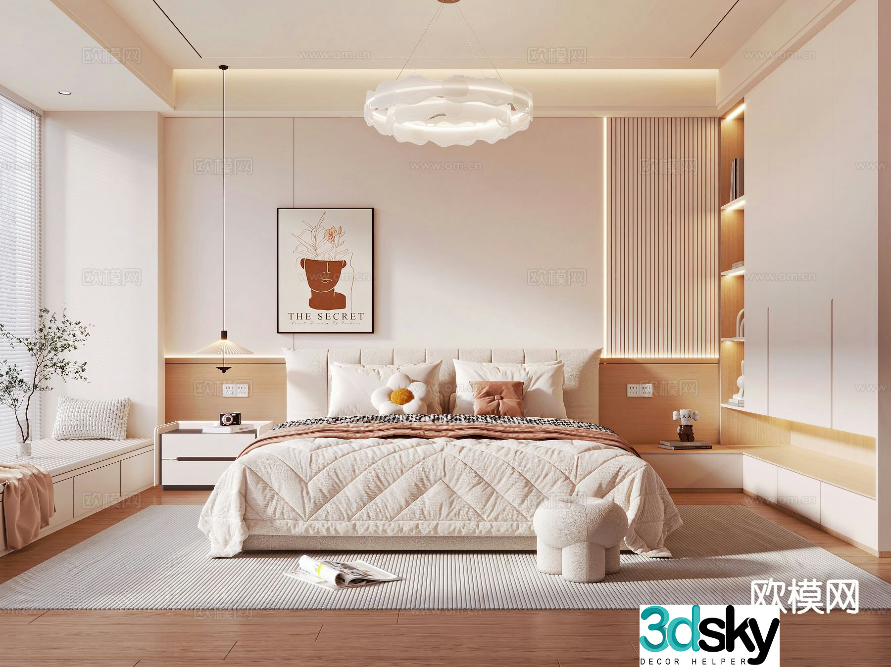 Cream style bedroom master bedroom 3d model