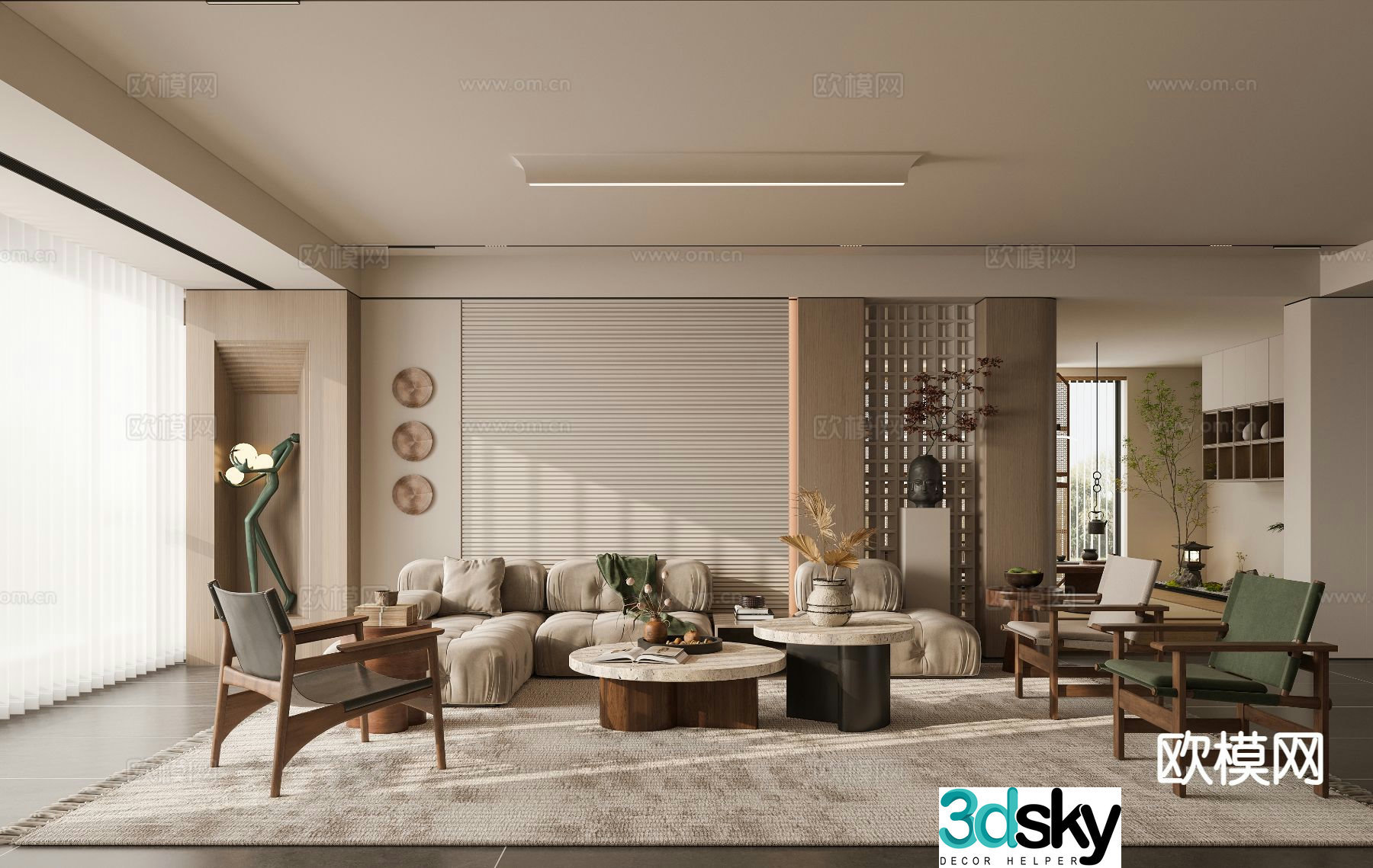 Wabi-sabi living room 3d model