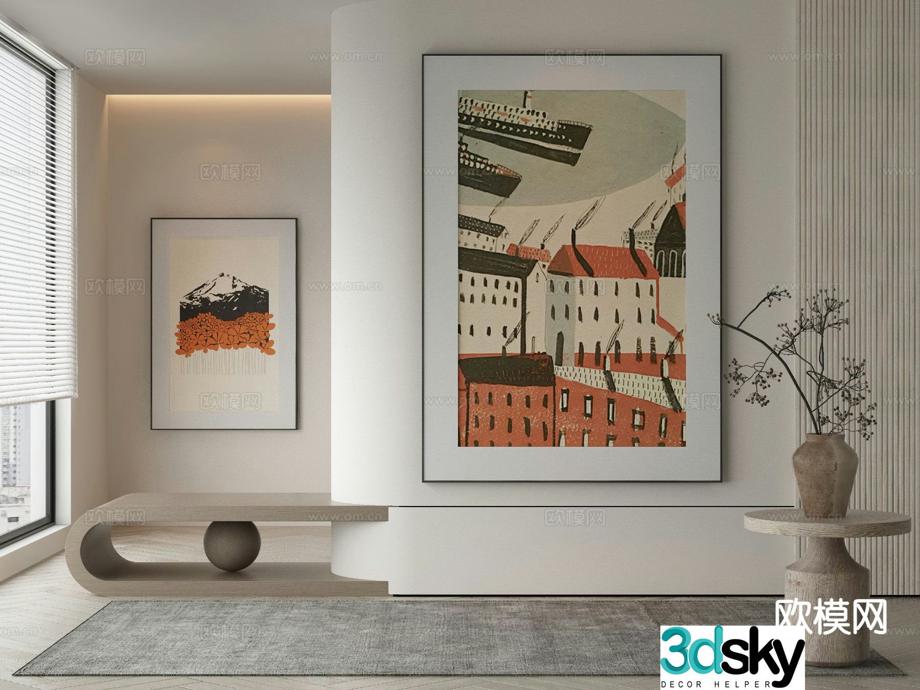 Modern art painting decorative painting 3d model