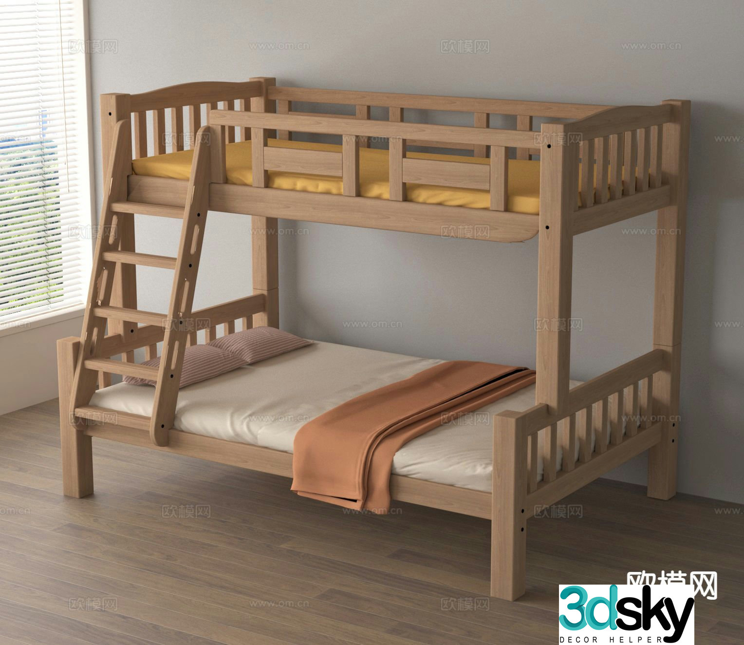 bunk bed dormitory bed bunk bed 3d model