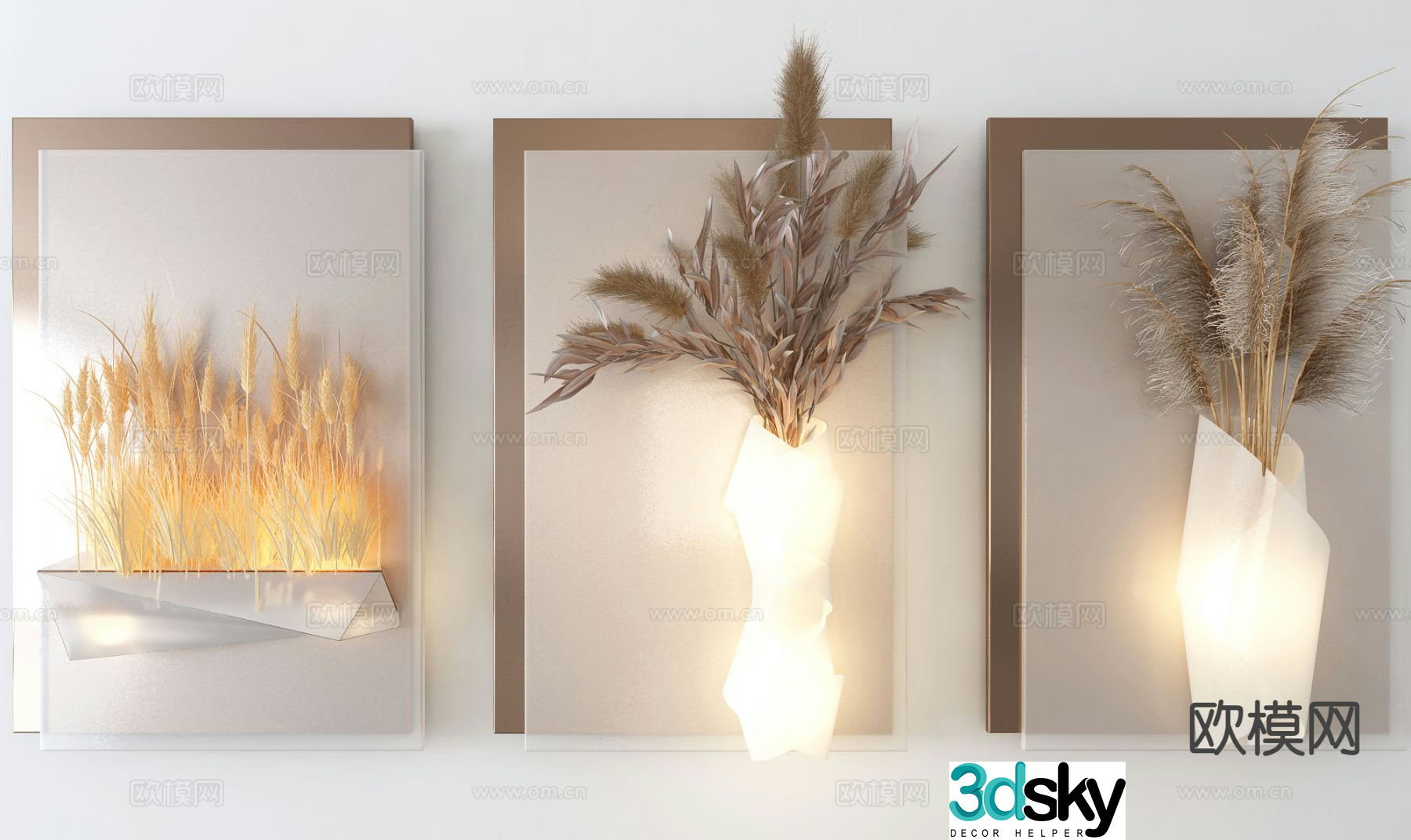 Luminous hanging decoration dead branch wall decoration 3D model
