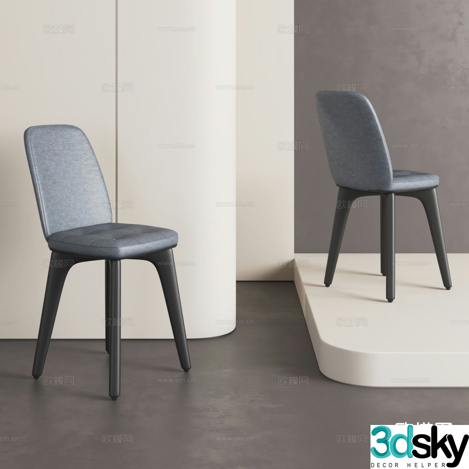 Italian dining chair chair single chair leather chair 3d model