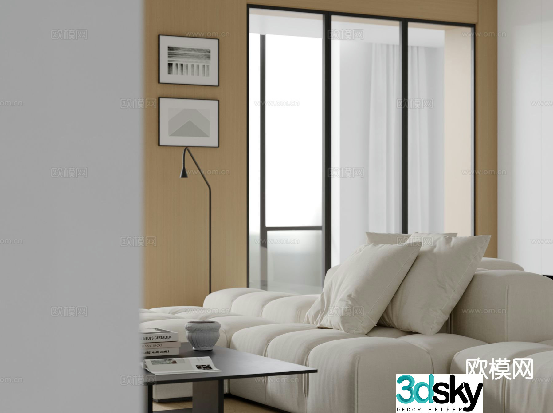 Modern multi-seater sofa 3d model