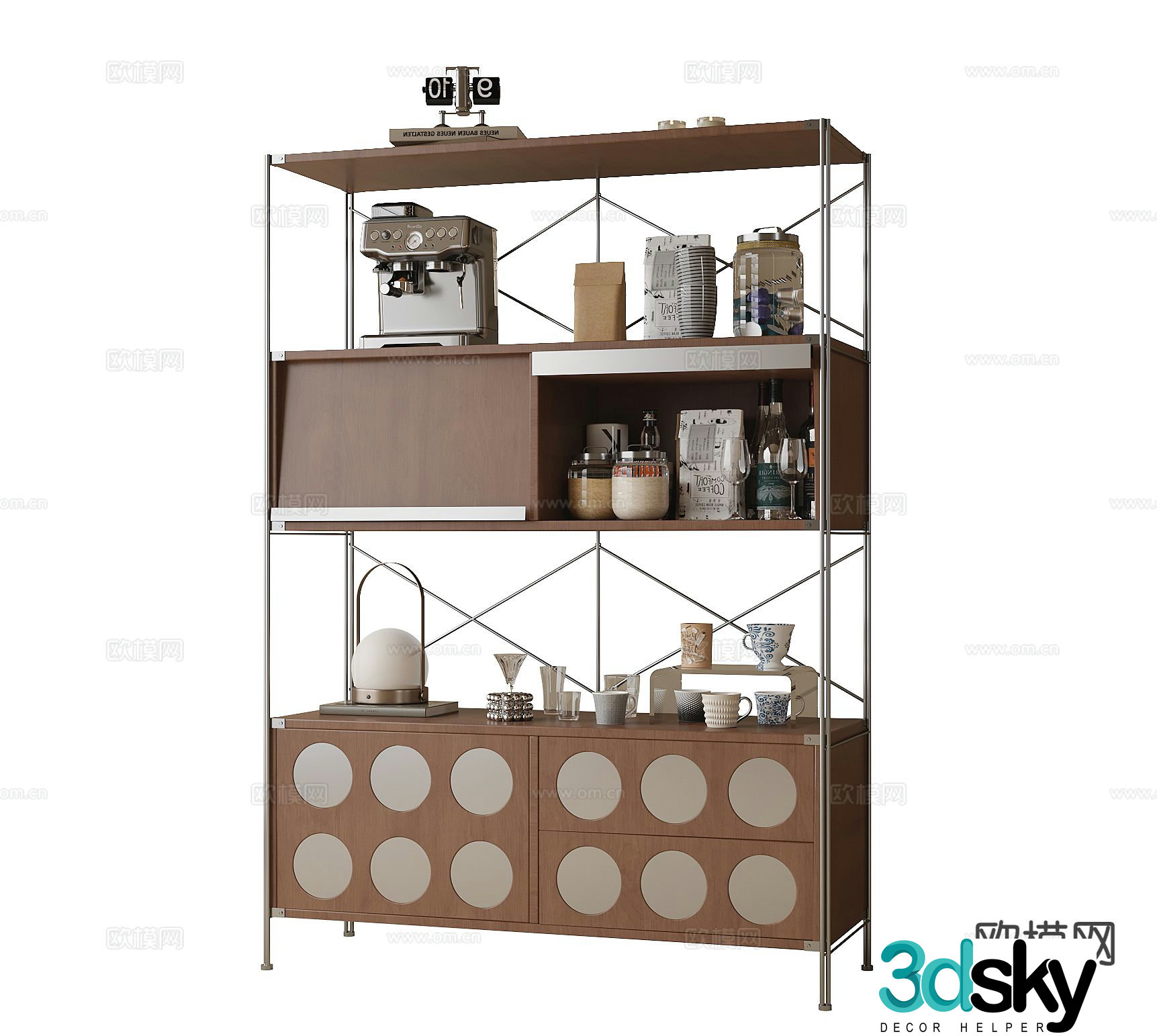 Medieval style storage rack bookshelf decorative rack 3d model