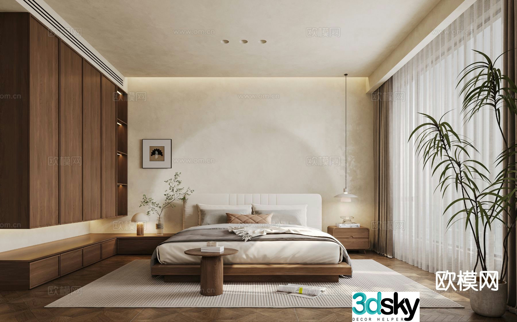 Wabi-sabi style bedroom master bedroom 3d model