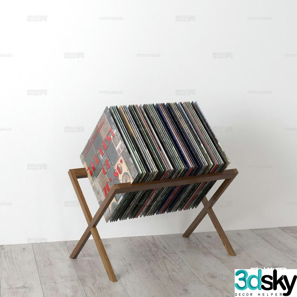 Modern decorative bookshelf magazine rack 3d model