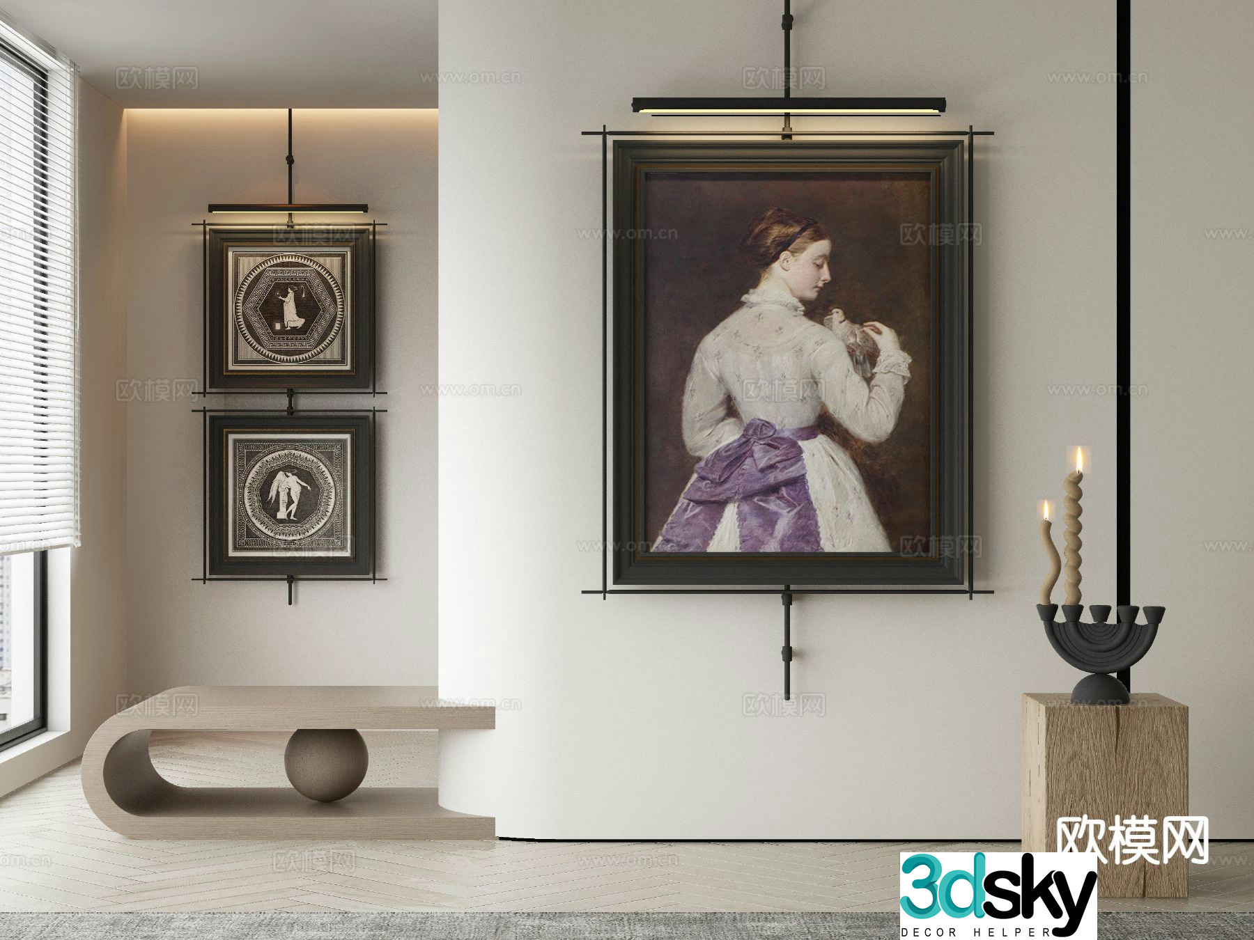 European decorative painting figure oil painting 3d model