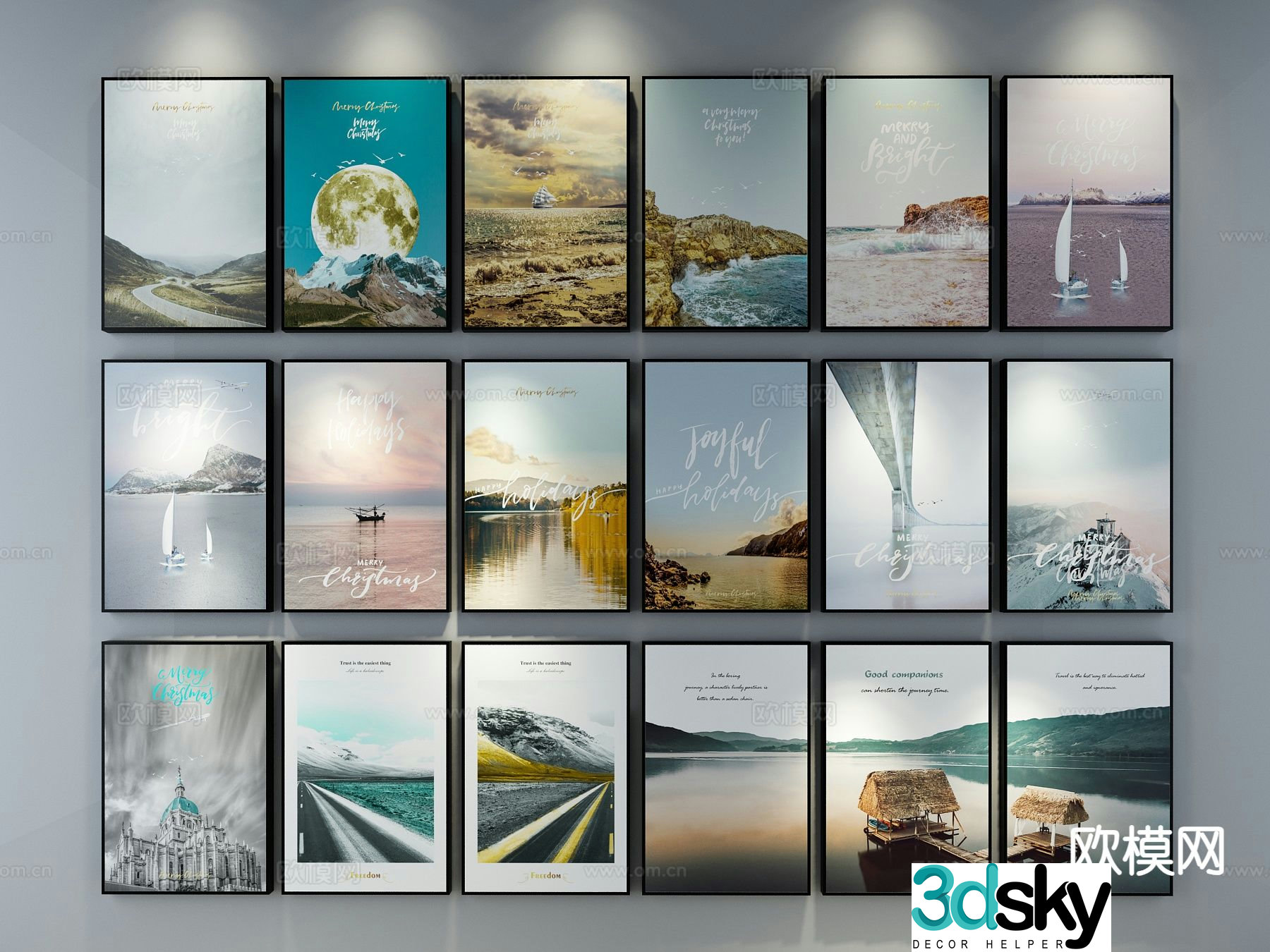 Modern simple hanging painting landscape hanging painting 3d model