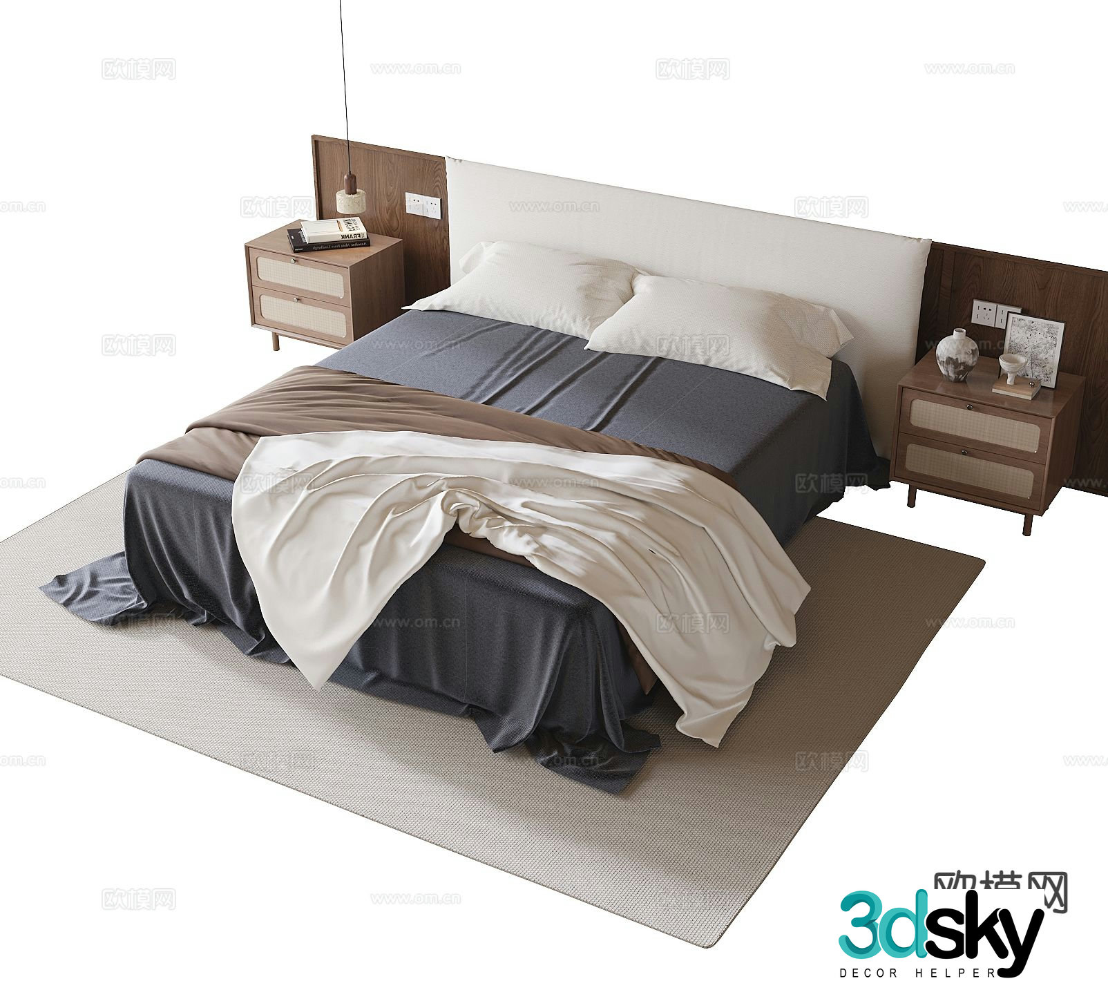 Modern double bed 3d model