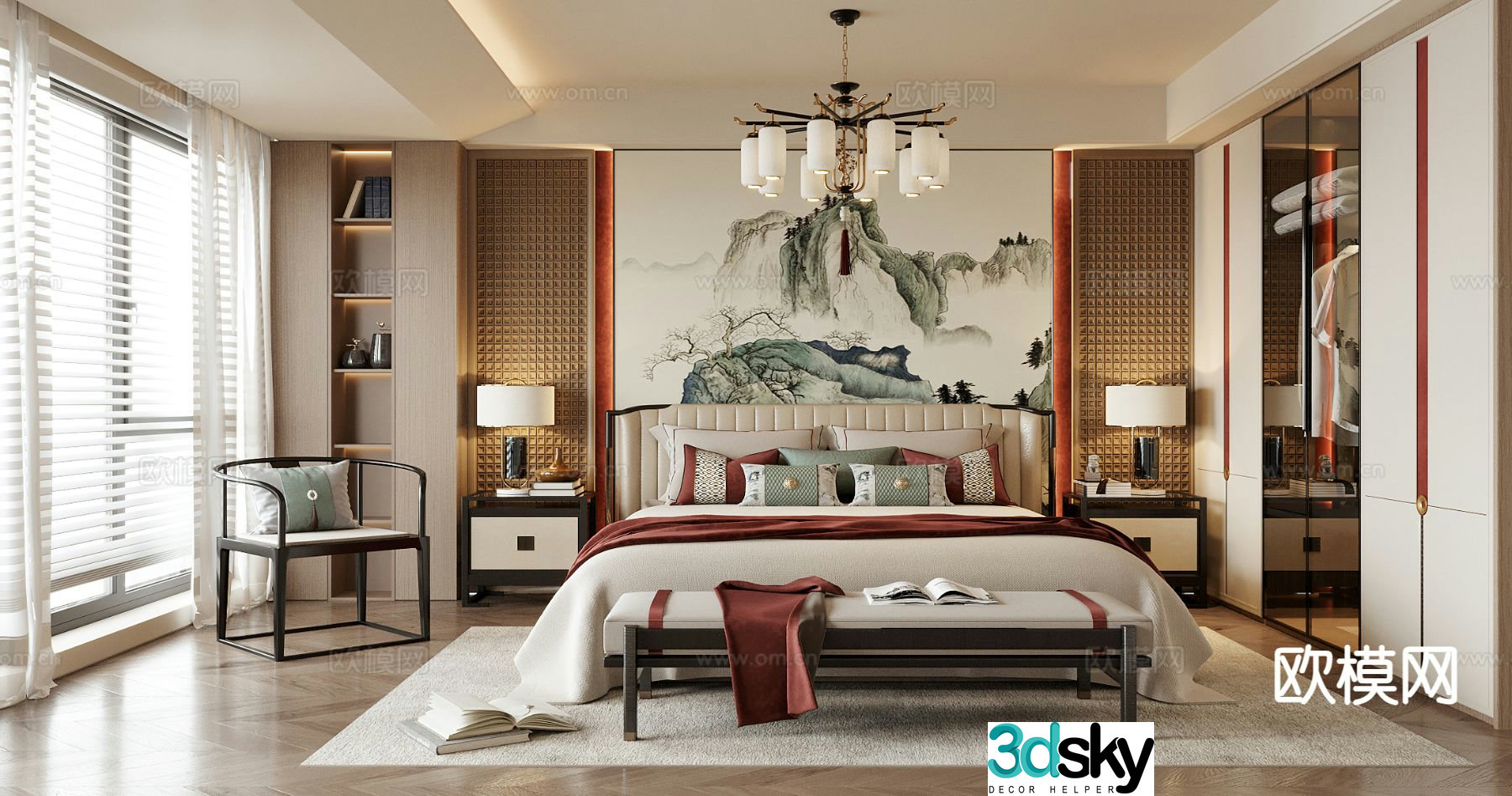 New Chinese style bedroom master bedroom 3d model