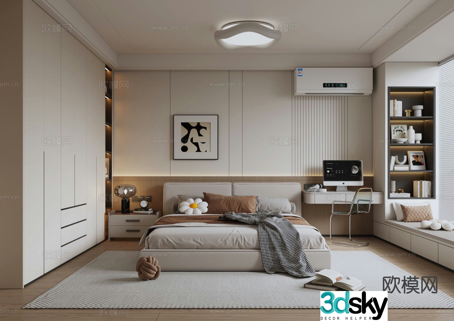 Modern minimalist bedroom master bedroom 3d model