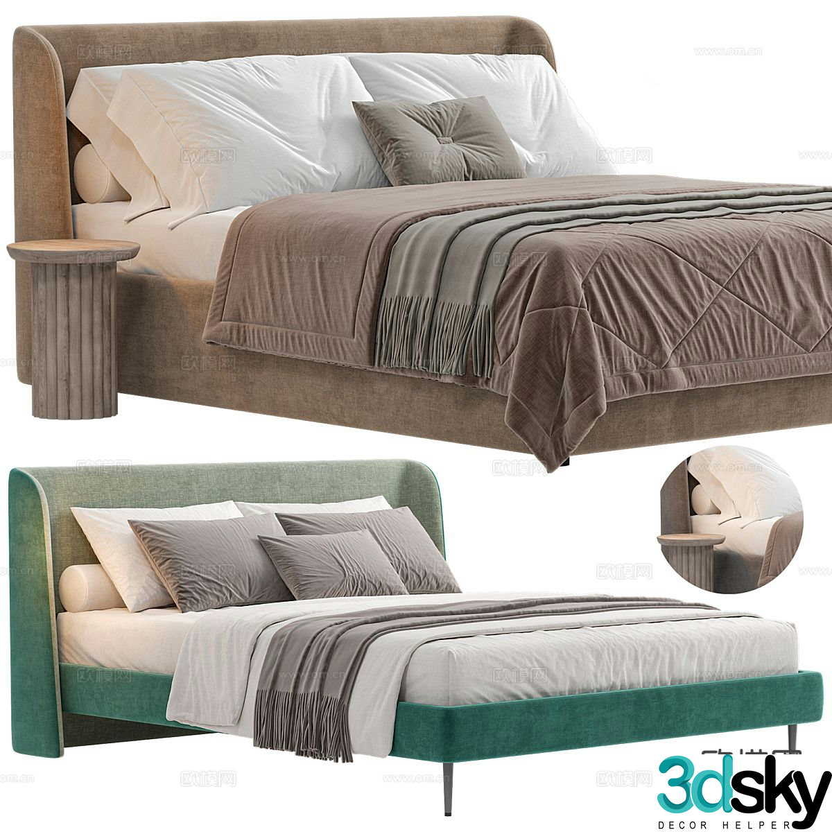 Modern double bed 3d model