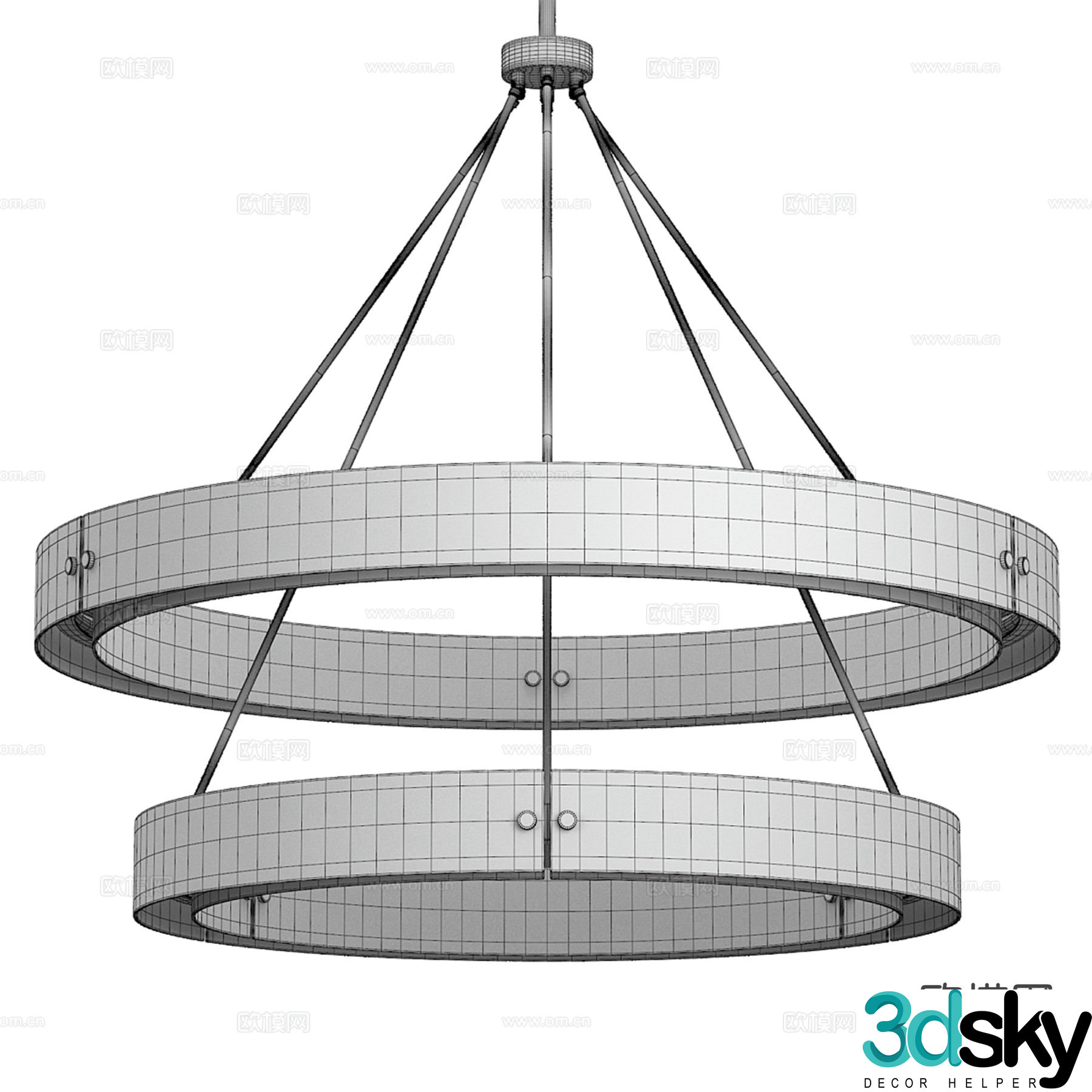 Light luxury ring chandelier 3D model