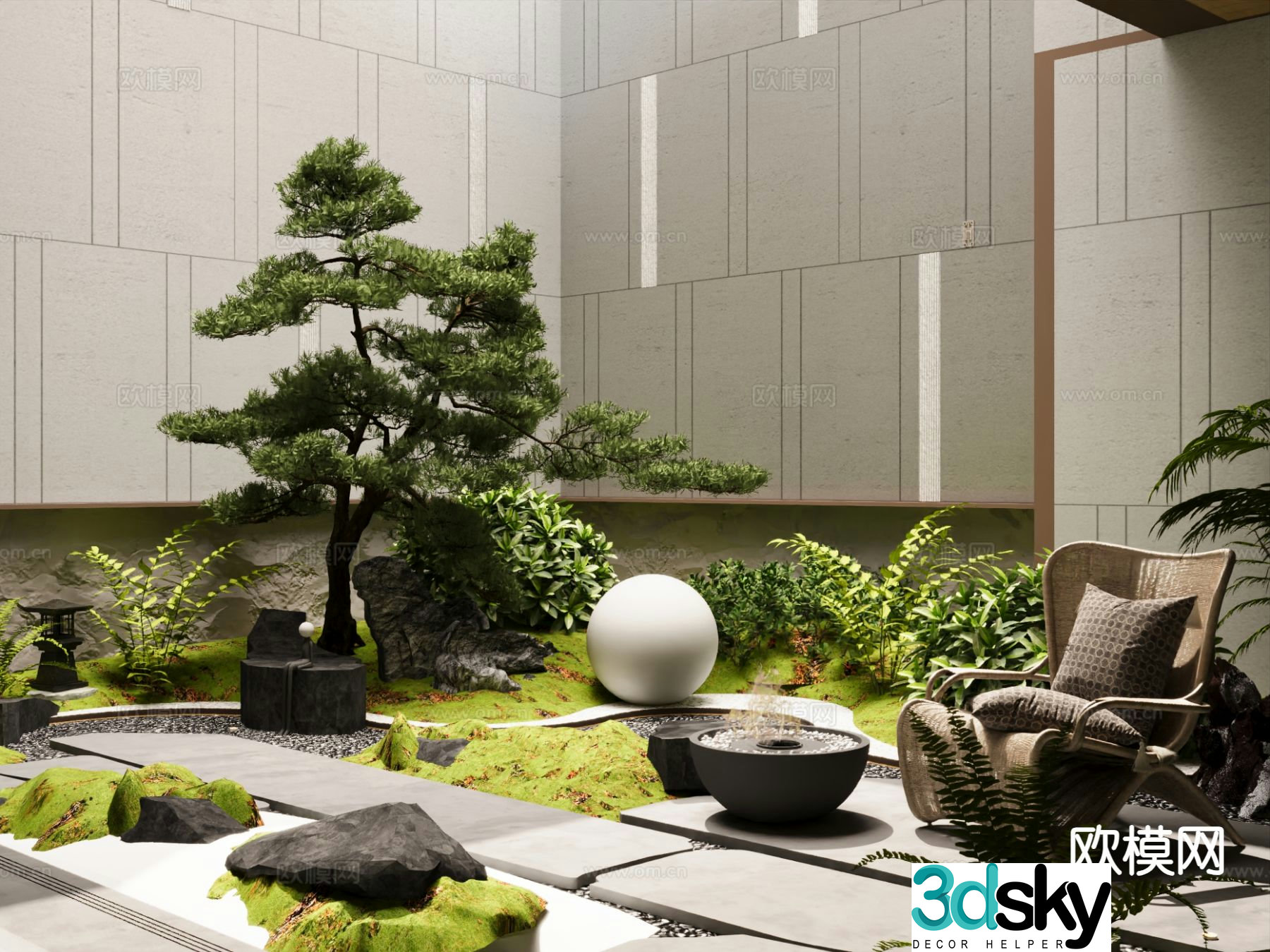 Modern interior landscape 3d model