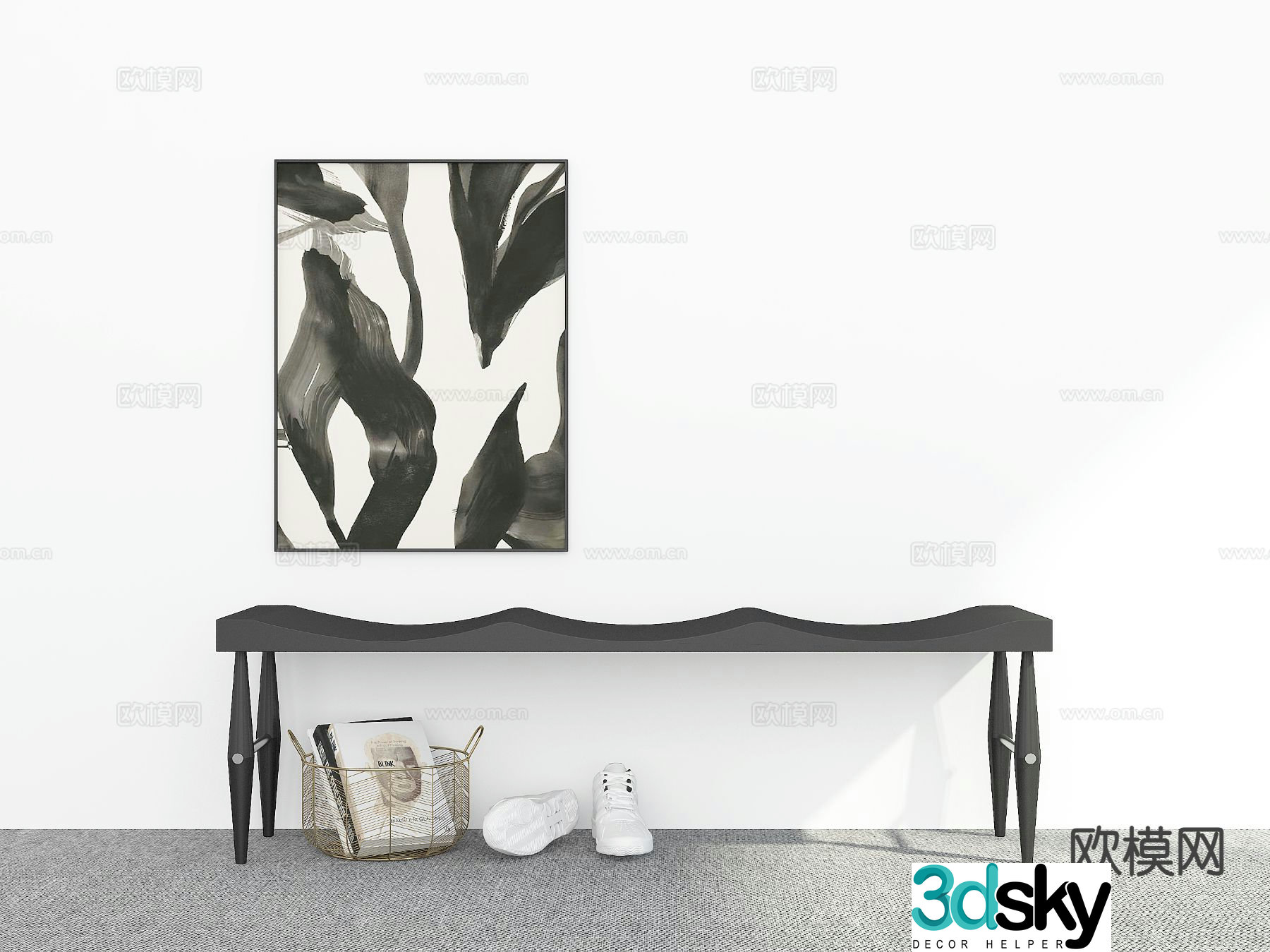 Modern shoe changing stool bench stool 3d model