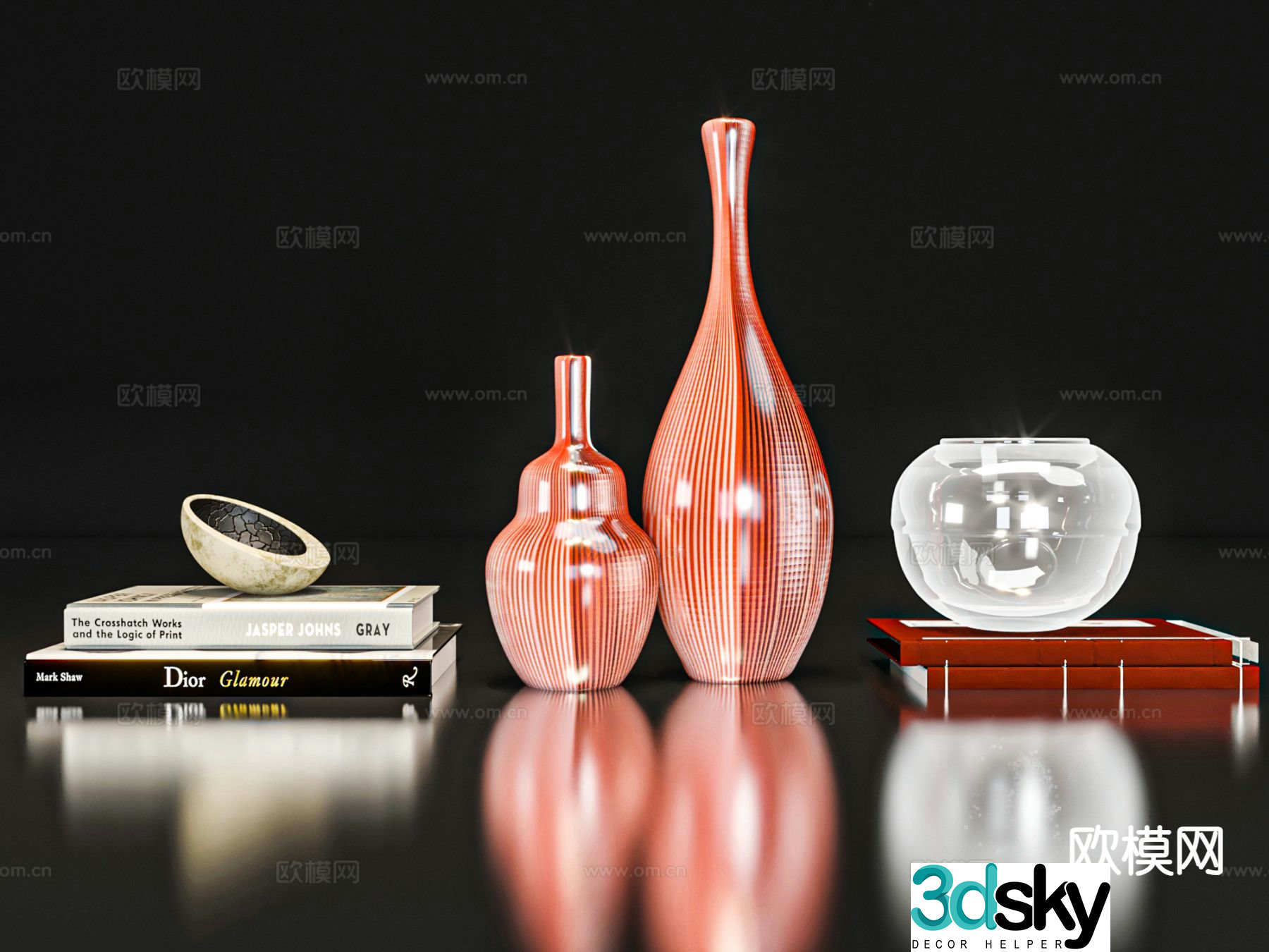 jewelry ornaments porcelain books ornaments 3d model