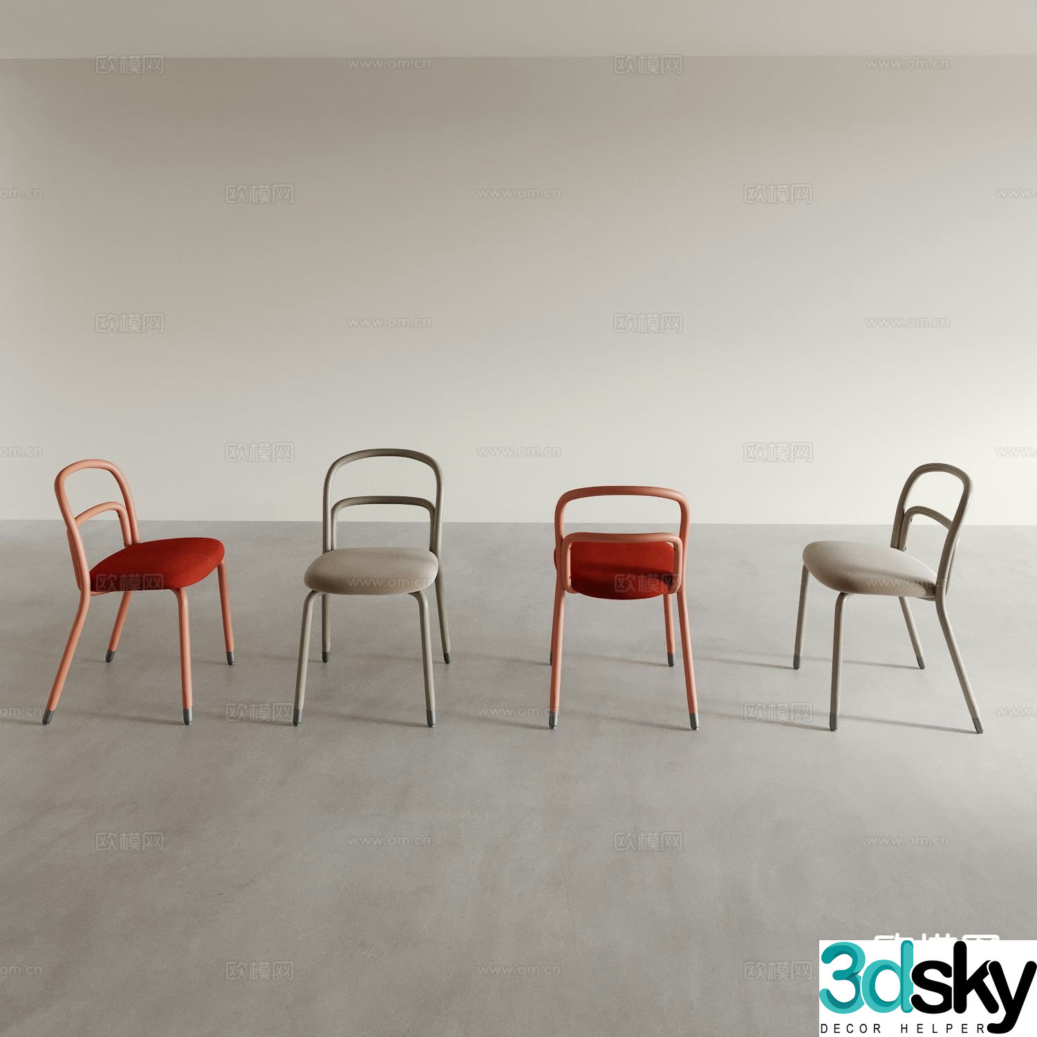 Dining chair tea chair leisure chair 3d model