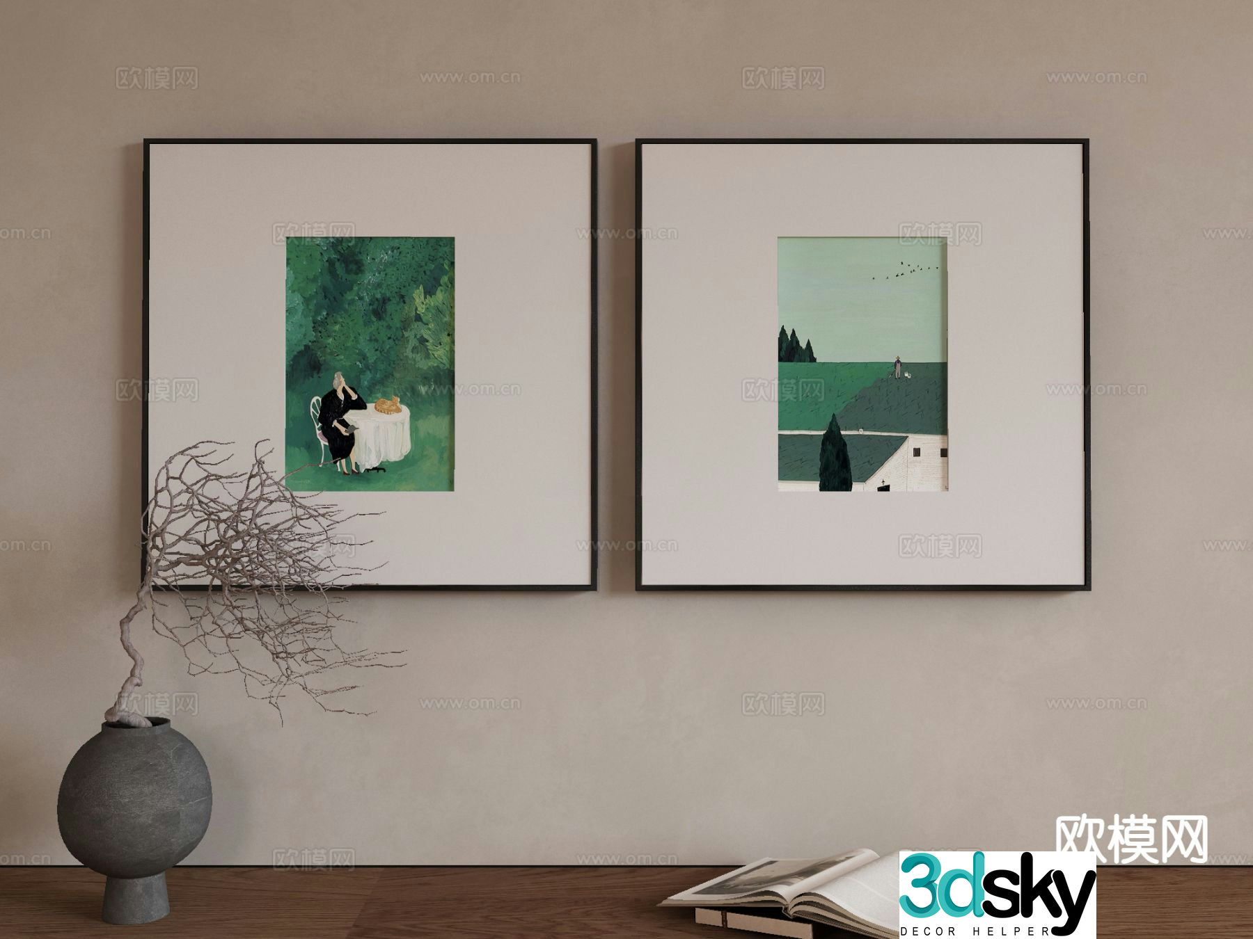 Modern art painting decorative painting 3d model
