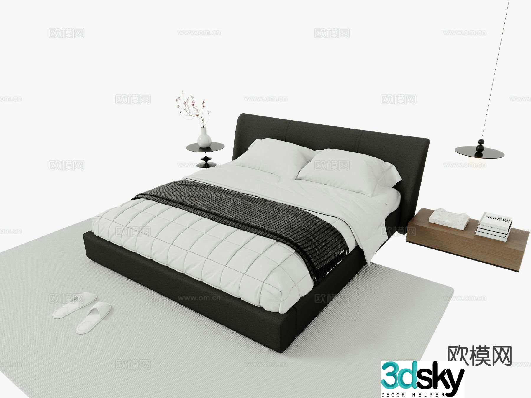 Modern double bed 3d model